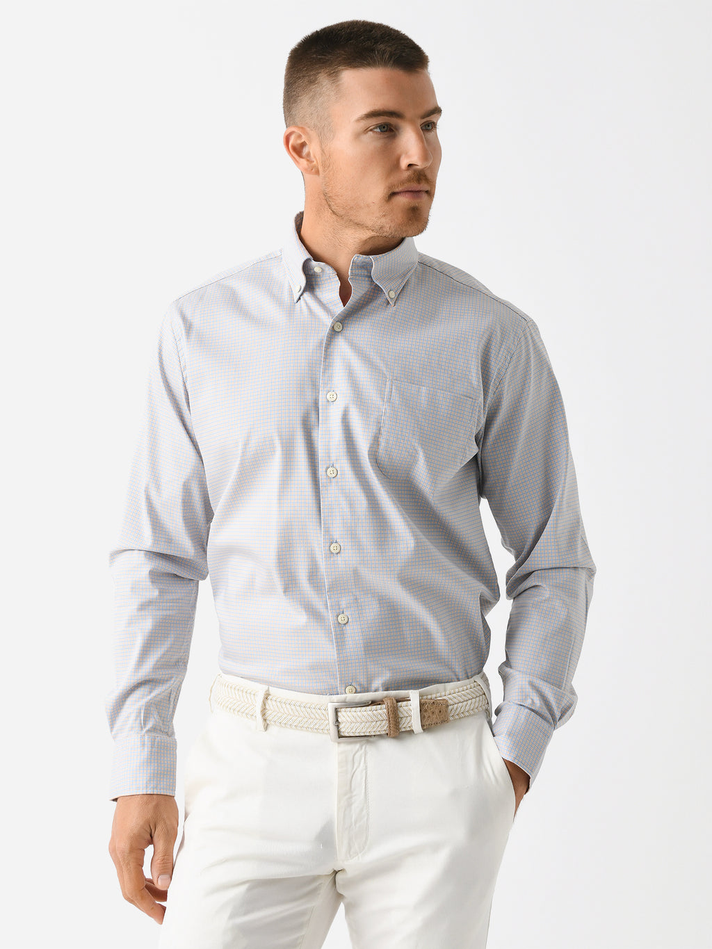 Peter Millar Crown Men's Winthrop Crown Lite Cotton-Stretch Sport Shirt - Saint Bernard