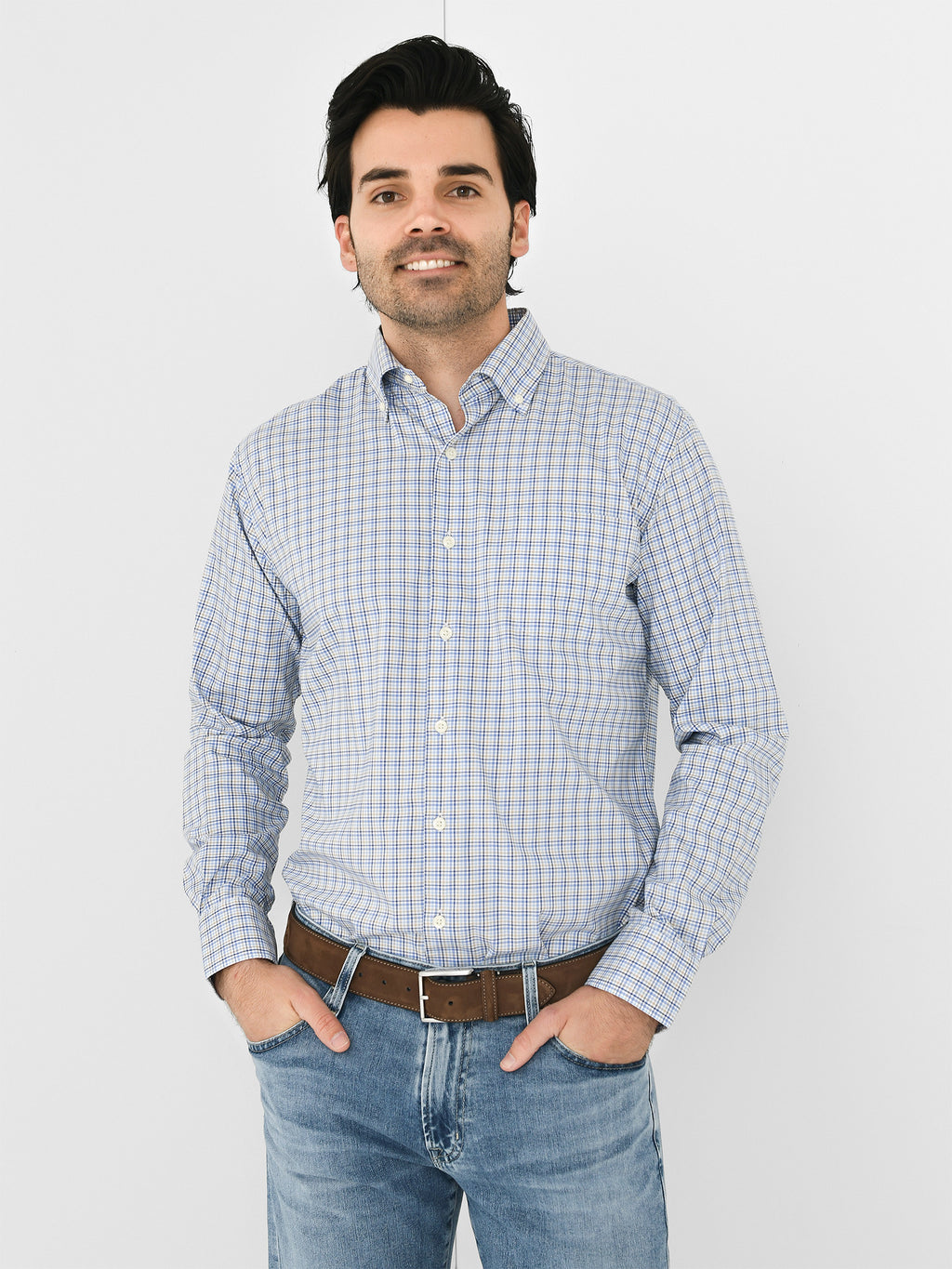 Peter Millar Crown Men's Cutler Crown Lite Cotton-Stretch Sport Shirt - Saint Bernard
