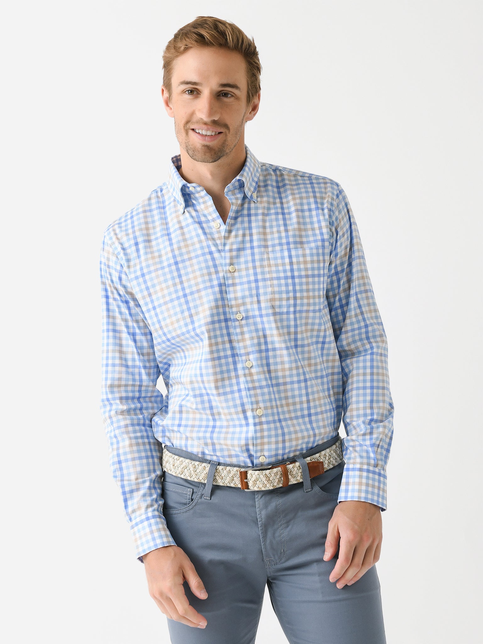 Peter Millar Crown Men's Freeport Crown Lite Cotton-Stretch Sport Shirt - Saint Bernard