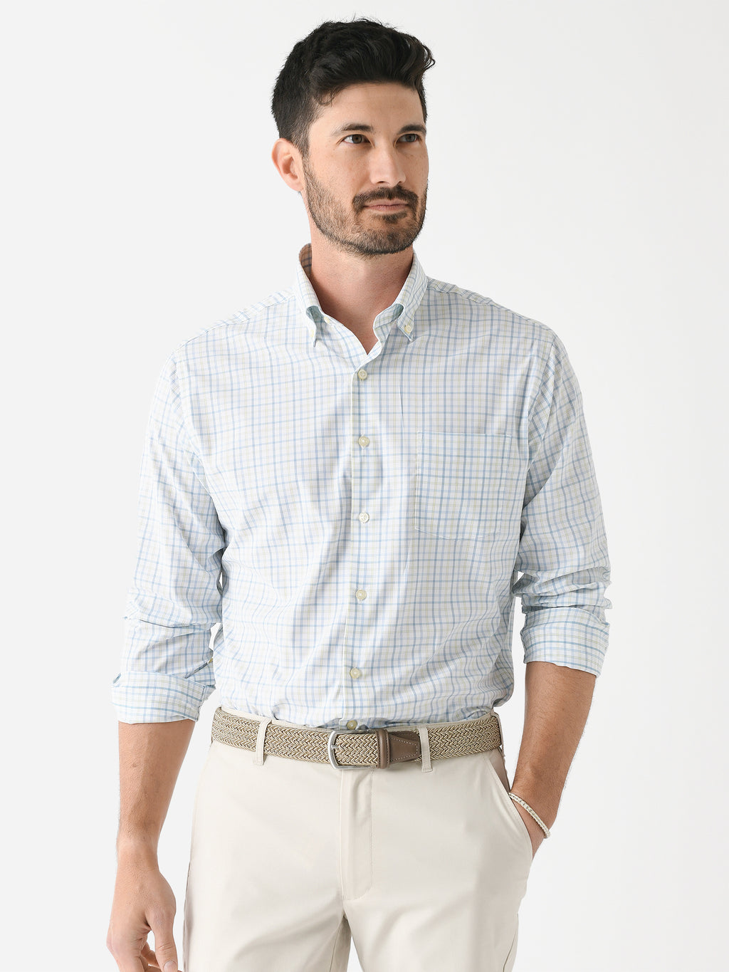 Peter Millar Crown Men's Eastport Performance Twill Sport Shirt - Saint Bernard