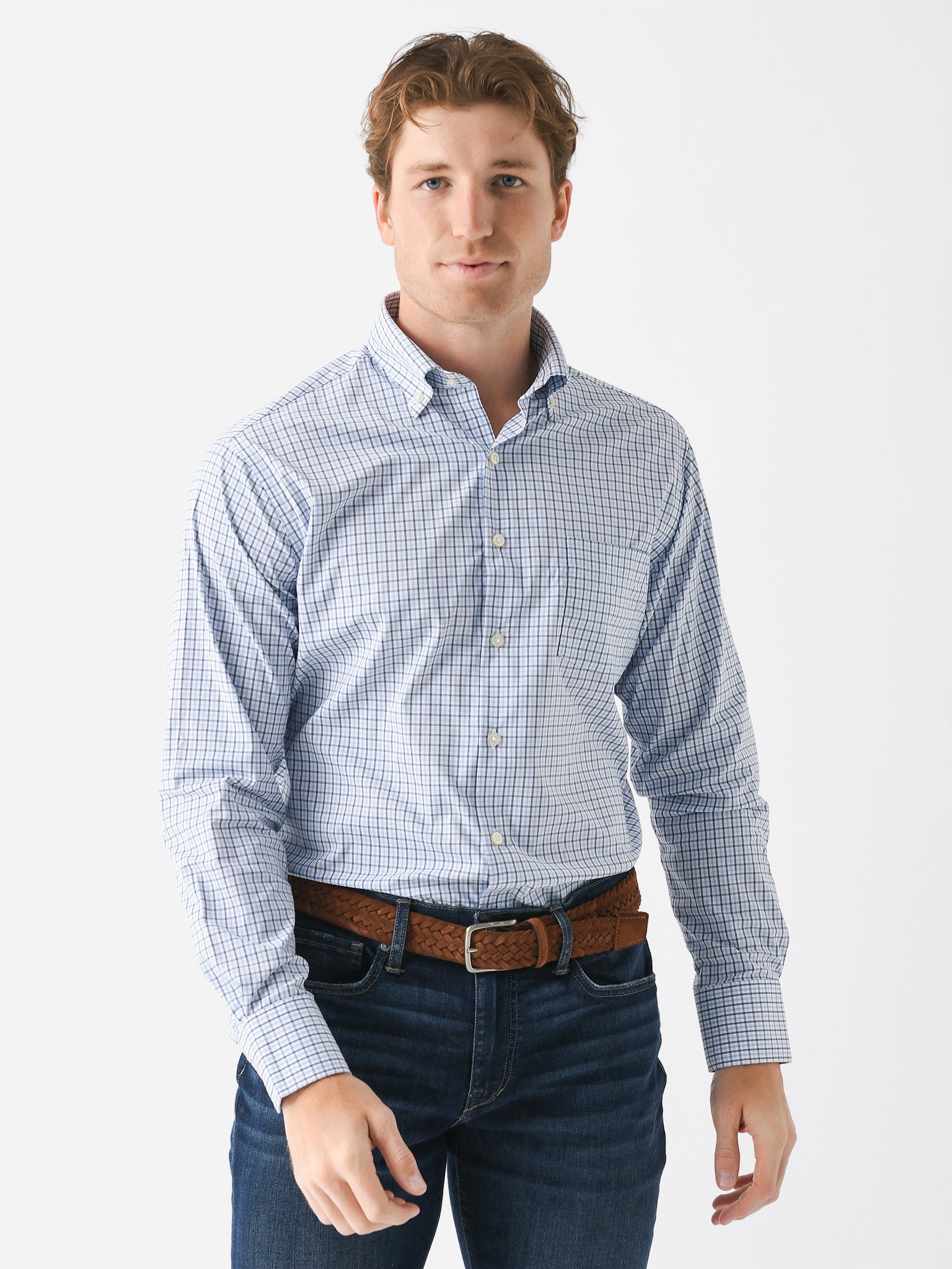 Peter Millar Crown Men's Chelan Performance Twill Sport Shirt - Saint Bernard
