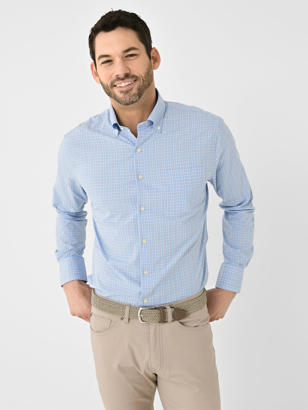 Peter Millar Crown Men's Murphys Performance Poplin Sport Shirt - Saint Bernard