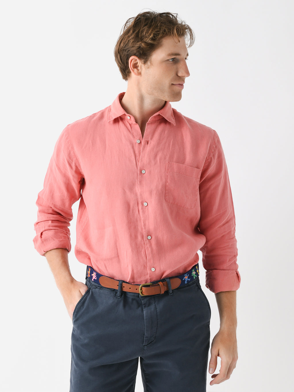 Peter Millar Crown Men's Coastal Garment Dyed Linen Sport Shirt - Saint Bernard
