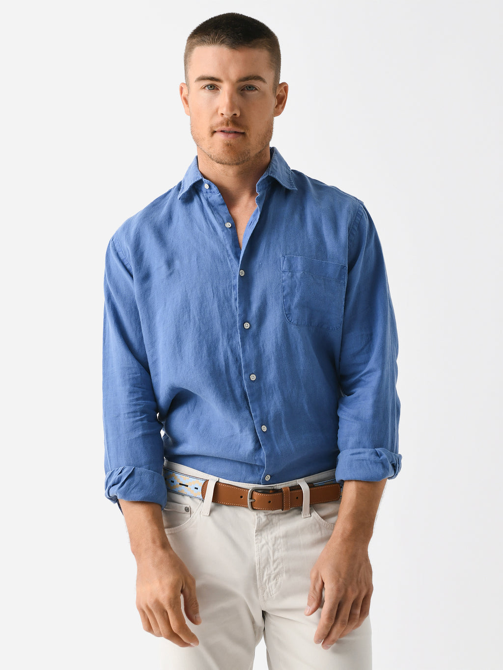 Peter Millar Crown Men's Coastal Garment Dyed Linen Sport Shirt - Saint Bernard