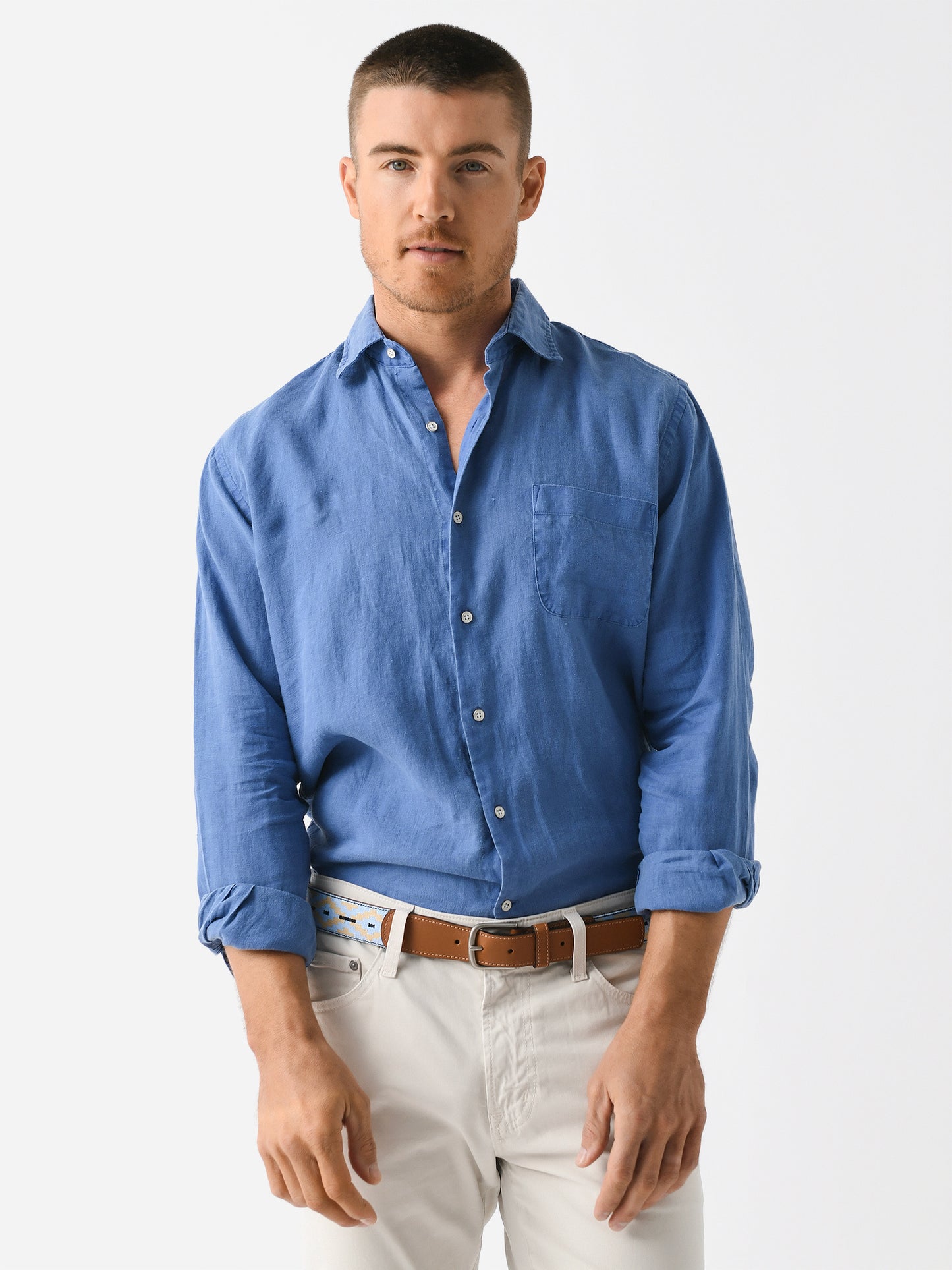 Peter Millar Crown Men's Coastal Garment Dyed Linen Sport Shirt