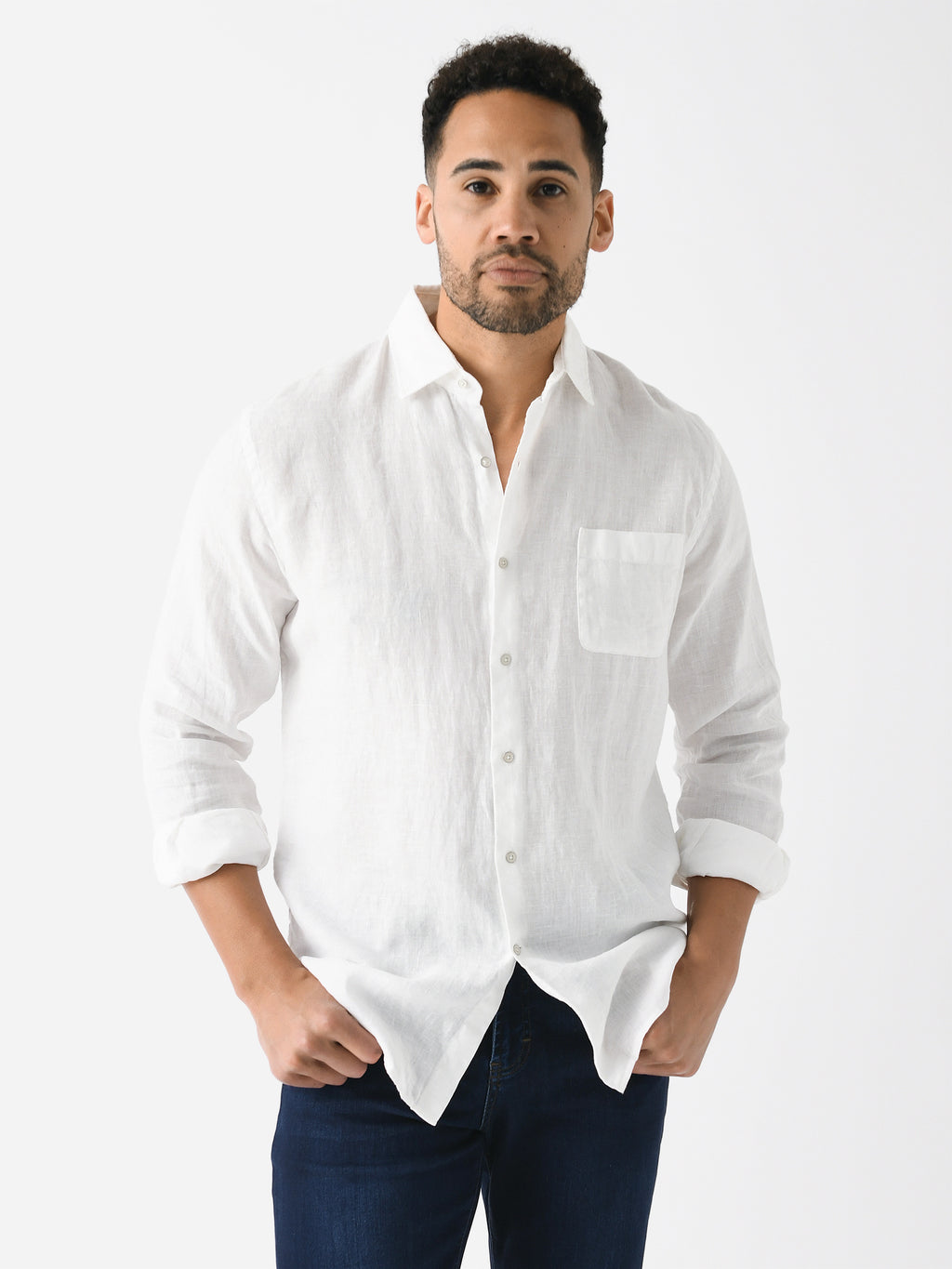 Peter Millar Crown Men's Coastal Garment Dyed Linen Sport Shirt - Saint Bernard