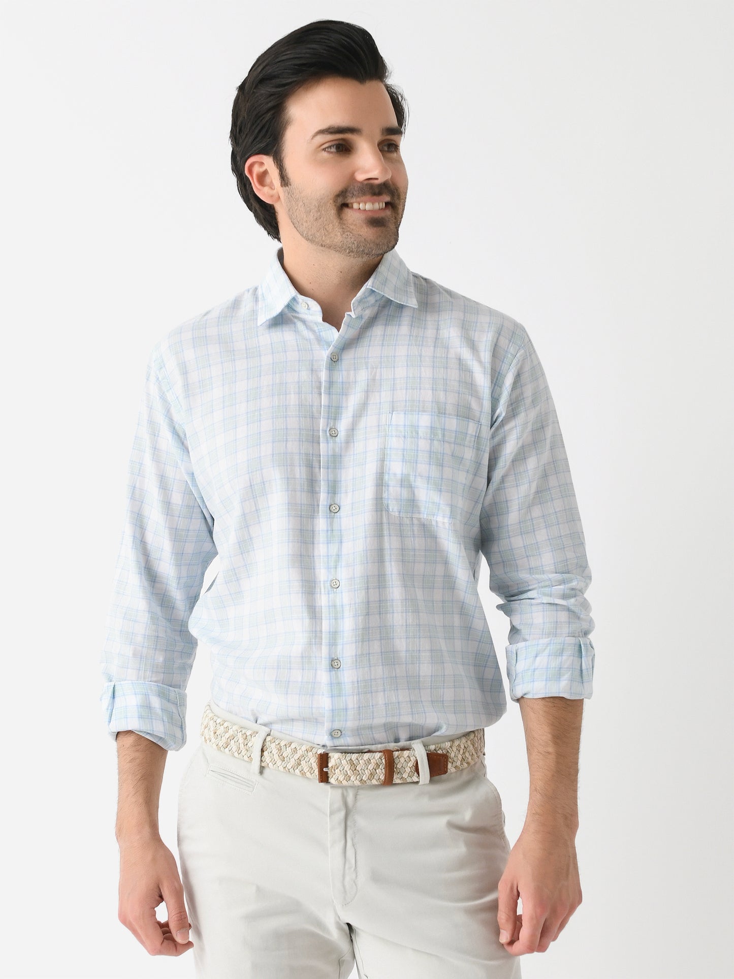 Peter Millar Crown Men's Block Island Cotton Sport Shirt - Saint Bernard