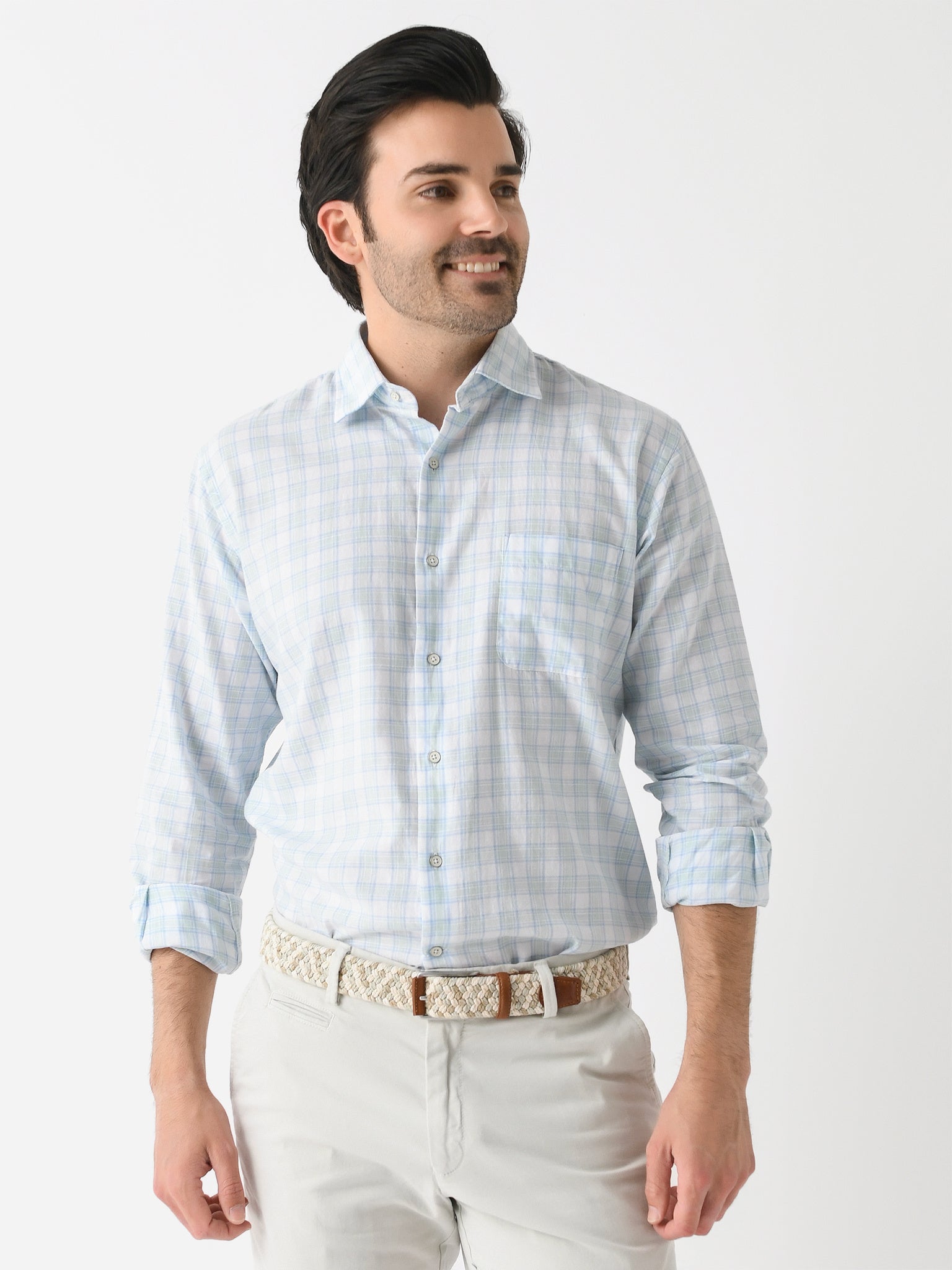 Peter Millar Crown Men's Block Island Cotton Sport Shirt - Saint Bernard