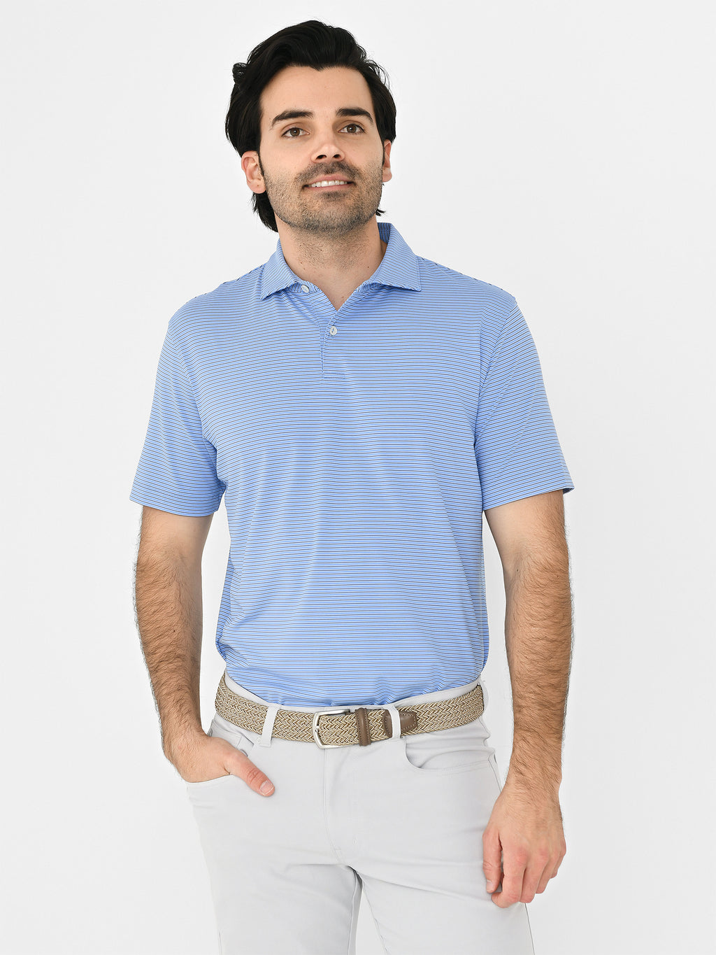 Peter Millar Crown Crafted Men's Ambrose Performance Jersey Polo - Saint Bernard