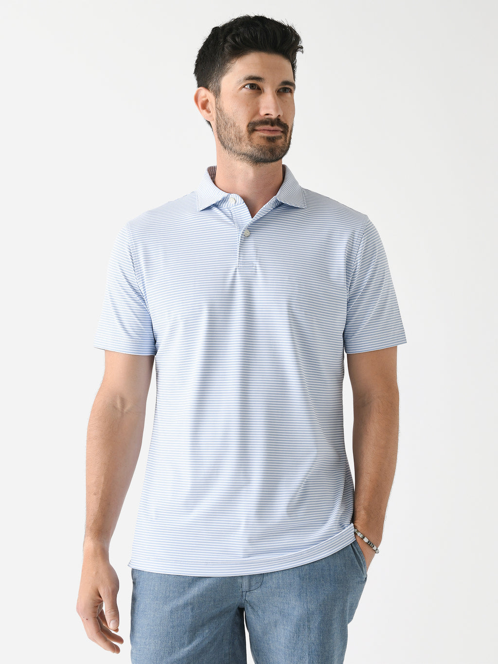 Peter Millar Crown Crafted Men's Ambrose Performance Jersey Polo - Saint Bernard