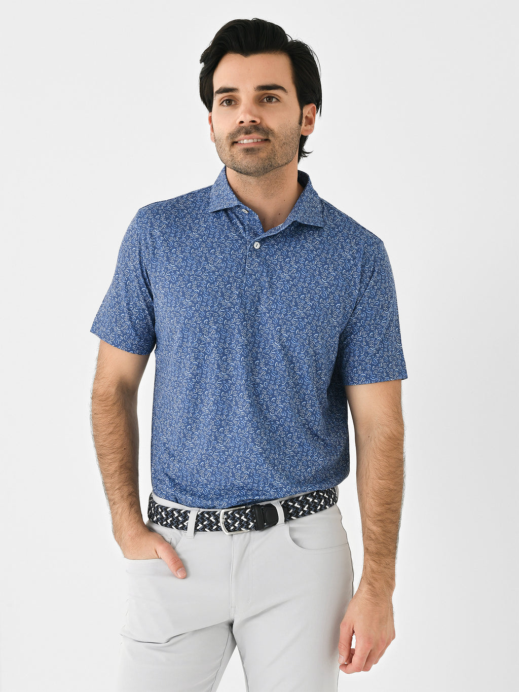 Peter Millar Crown Crafted Men's Fields Of Carlsbad Performance Jersey Polo - Saint Bernard
