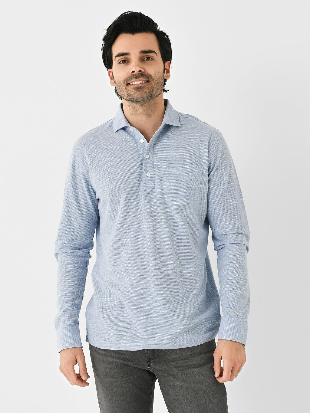 Peter Millar Crown Crafted Men's Croxley Long Sleeve Polo - Saint Bernard