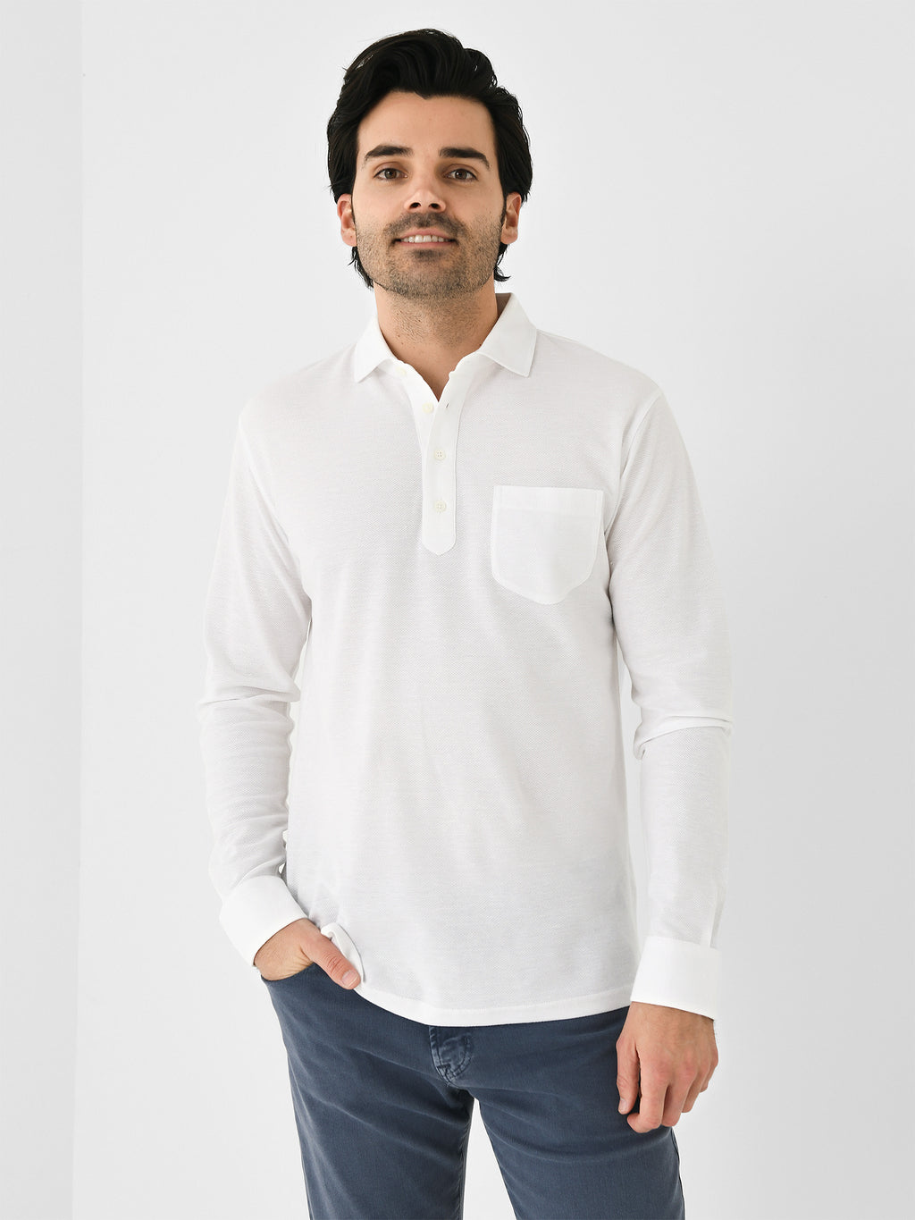 Peter Millar Crown Crafted Men's Croxley Long Sleeve Polo - Saint Bernard