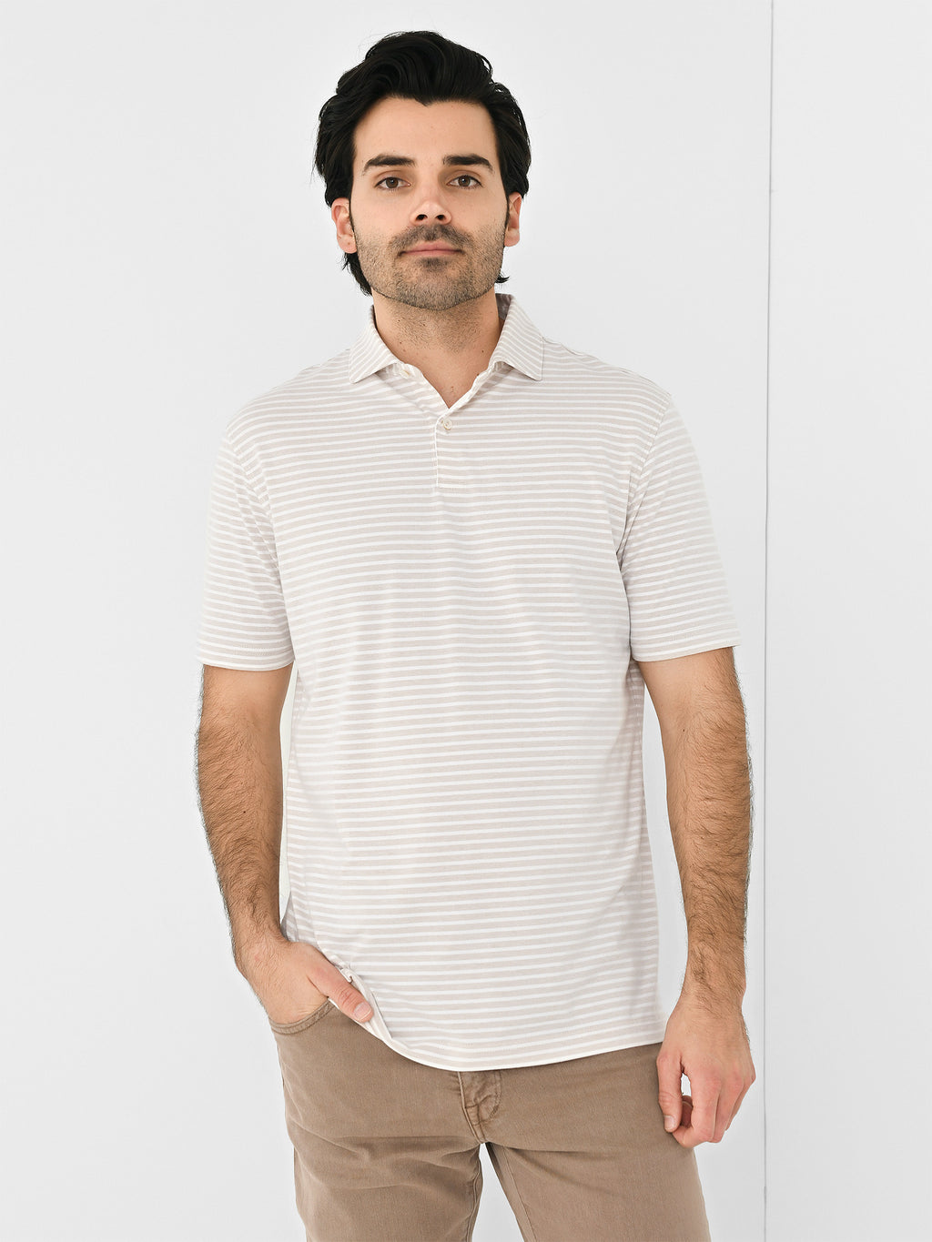 Peter Millar Crown Crafted Men's Albatross Stripe Cotton Blend Piqué Polo - Saint Bernard