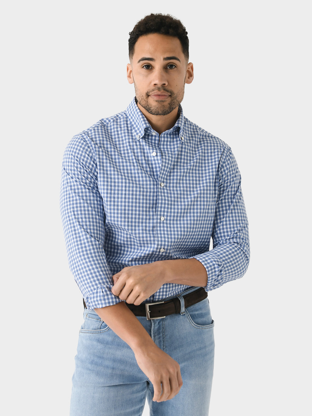 Peter Millar Crown Crafted Men's Cole Performance Poplin Sport Shirt - Saint Bernard