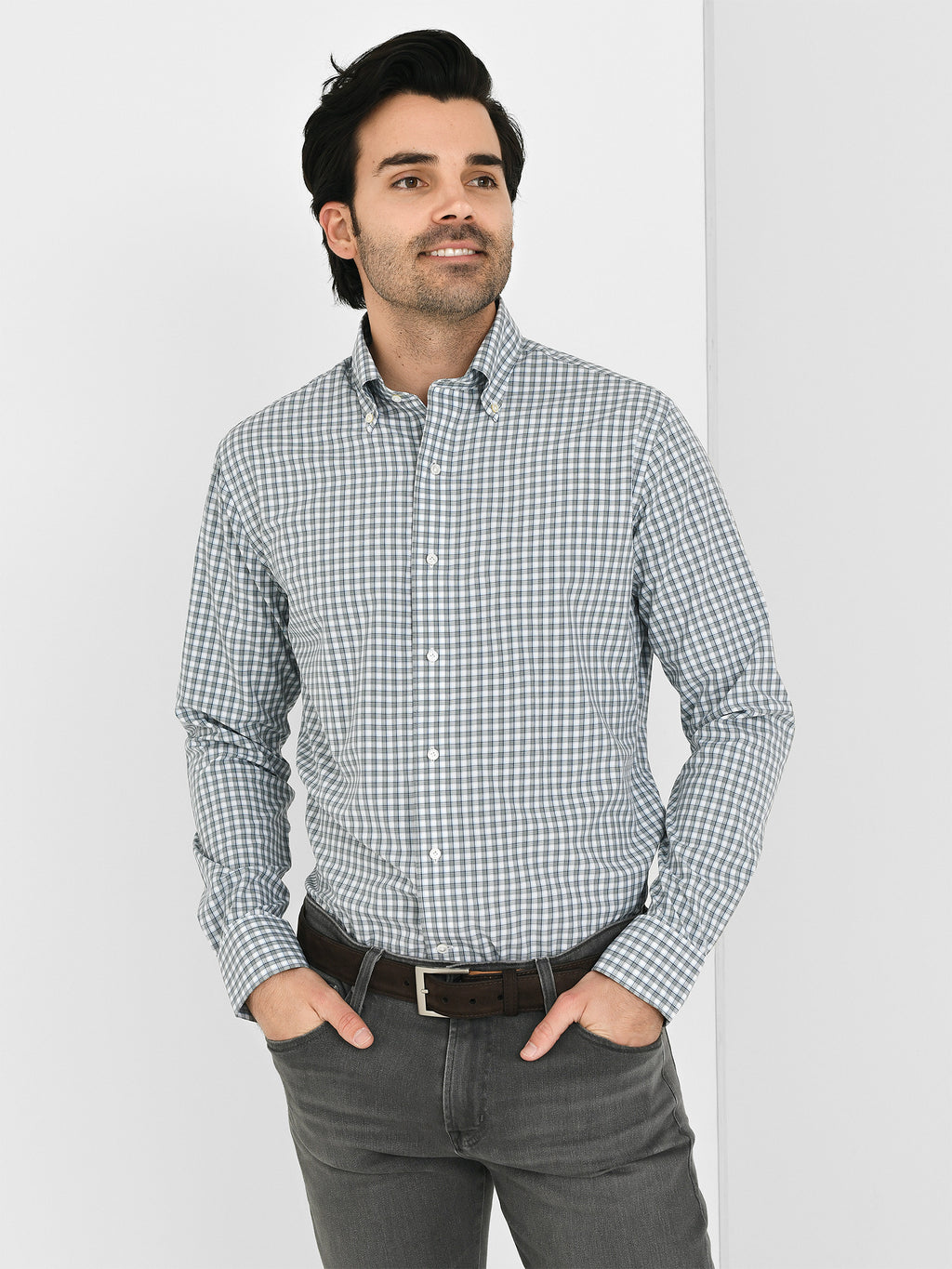 Peter Millar Crown Crafted Men's Cole Performance Poplin Sport Shirt - Saint Bernard