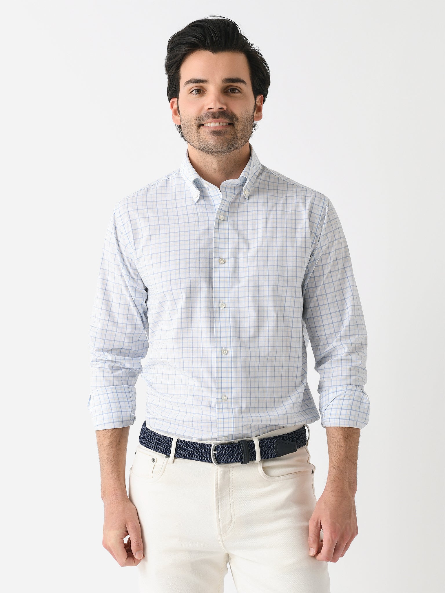 Peter Millar Crown Crafted Men's Wynton Performance Poplin Sport Shirt - Saint Bernard