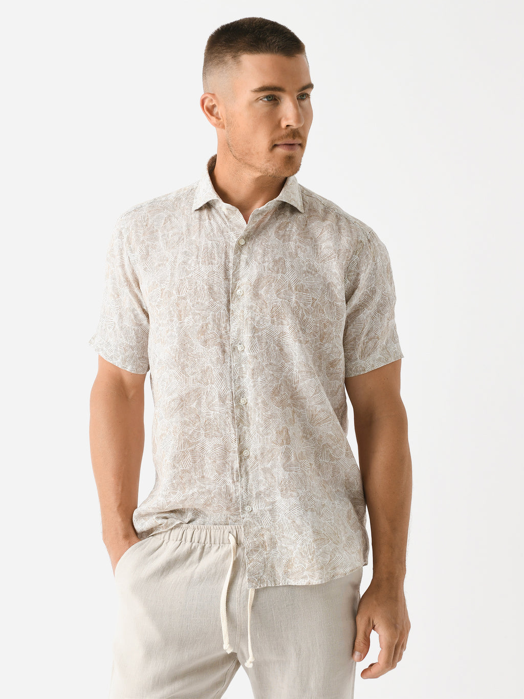 Peter Millar Crown Crafted Men's Sacha Linen Sport Shirt - Saint Bernard