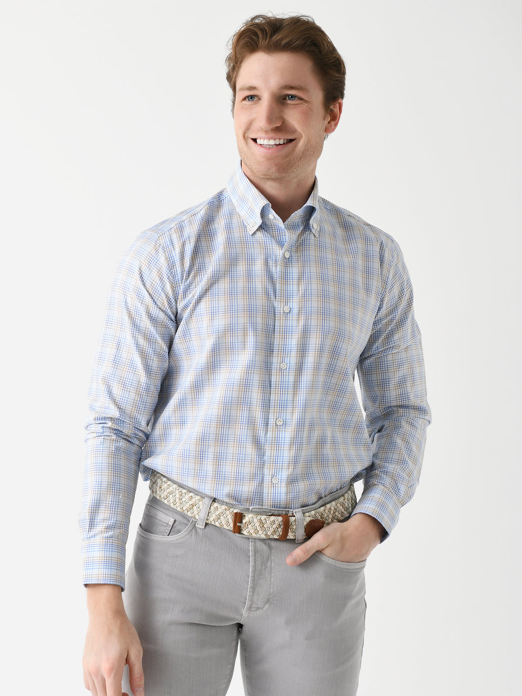 Peter Millar Crown Crafted Men's Milo Cotton Sport Shirt - Saint Bernard