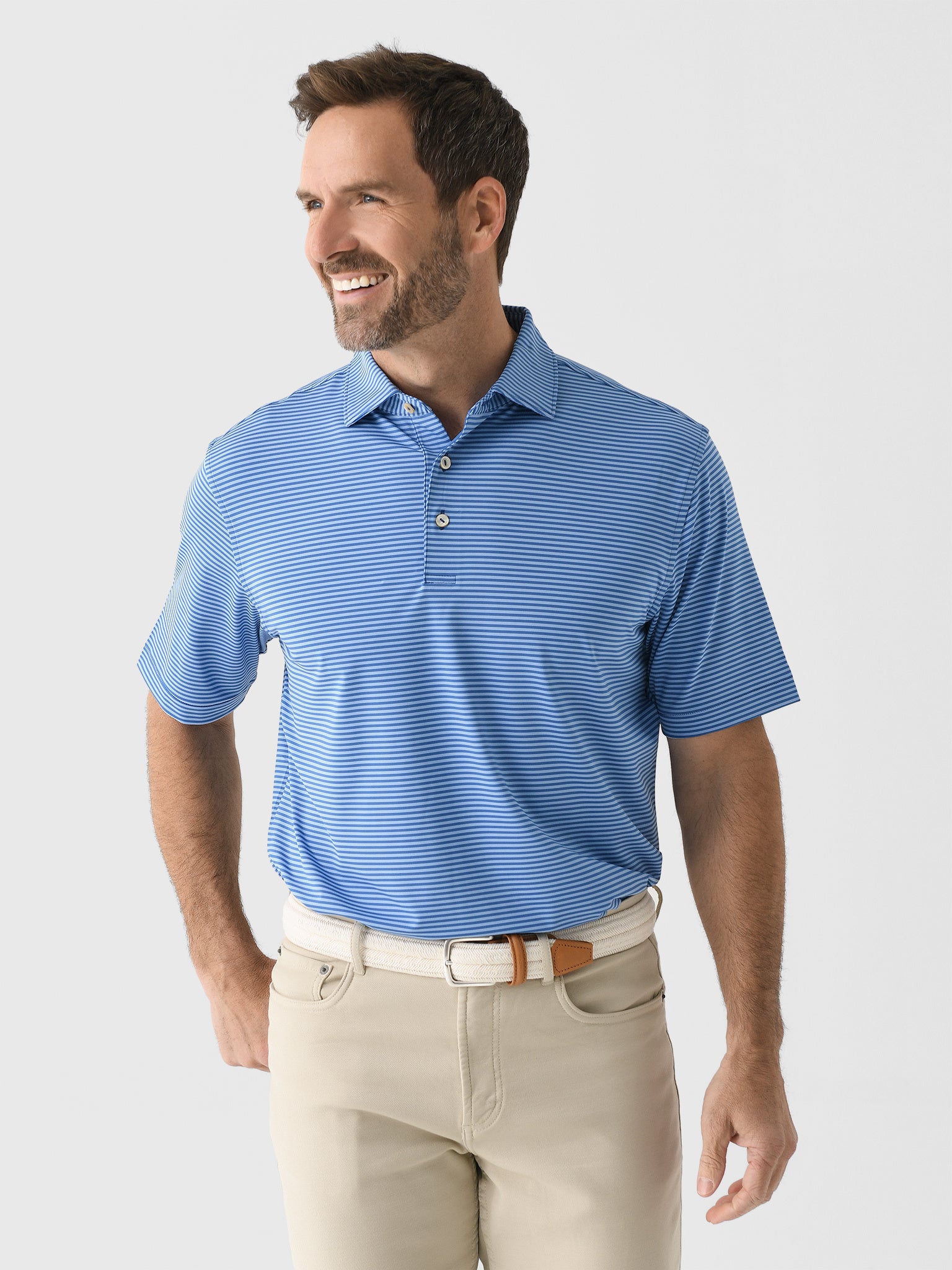 Peter Millar Crown Sport Men's Hales Performance Jersey Polo - Saint Bernard