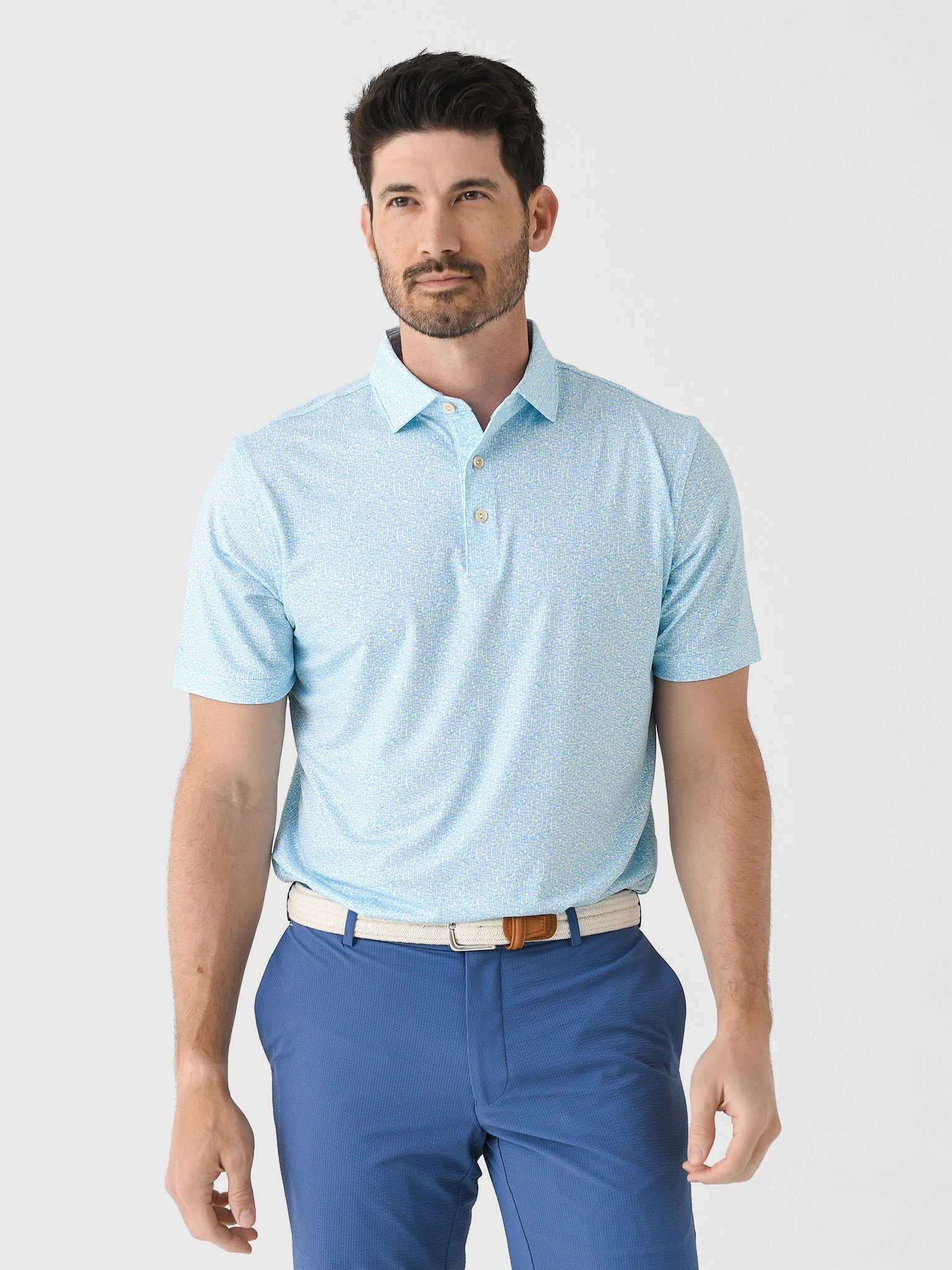 Peter Millar Crown Sport Men's Mezcal Performance Jersey Polo - Saint Bernard