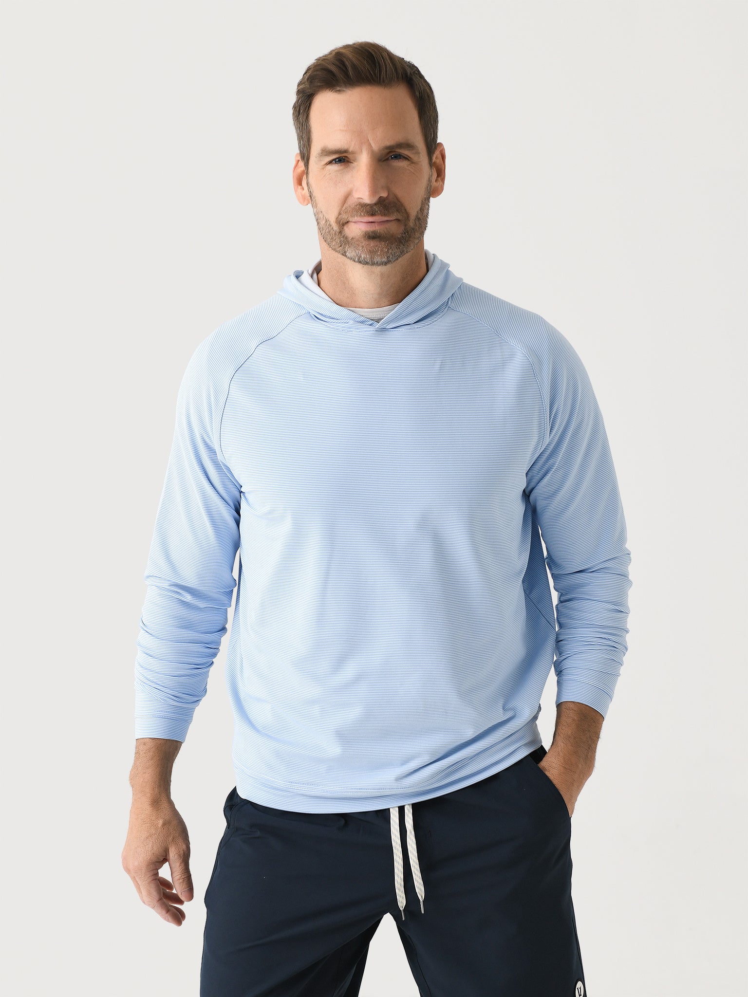 Peter Millar Crown Sport Men's Pine Sugar Stripe Performance Hoodie - Saint Bernard