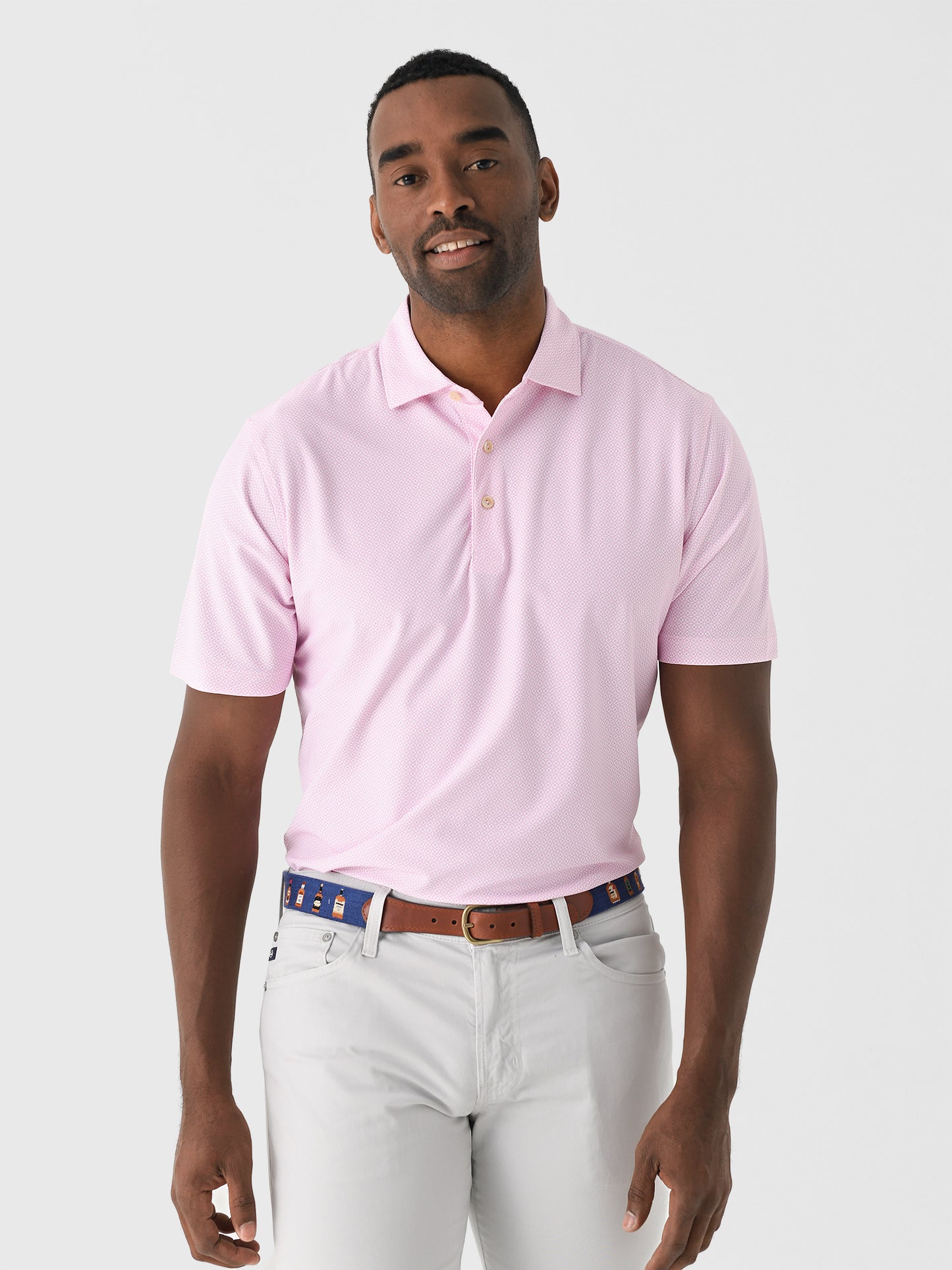 Peter Millar Crown Sport Men's Costa Geo Performance Mesh Polo - Saint Bernard