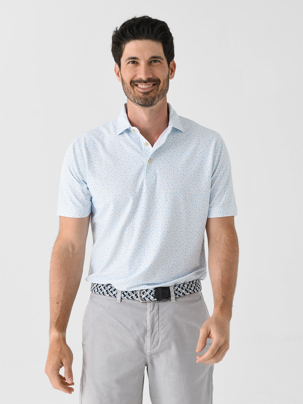 Peter Millar Crown Sport Men's Whiskey Performance Mesh Polo - Saint Bernard