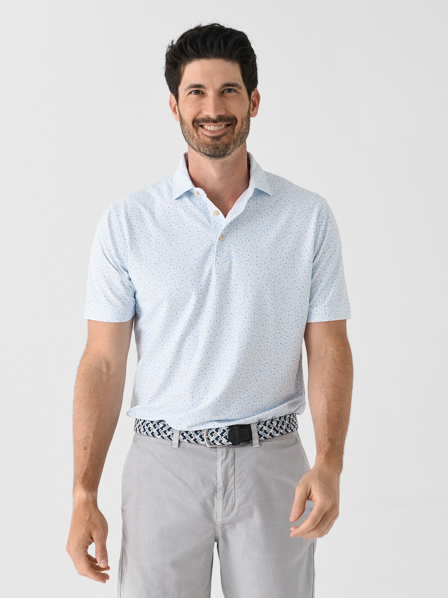 Peter Millar Crown Sport Men's Whiskey Performance Mesh Polo - Saint Bernard