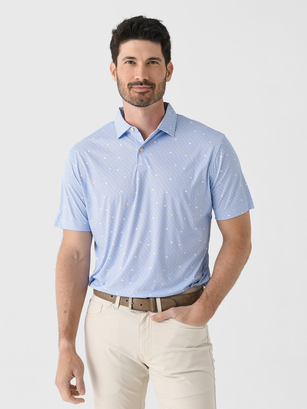 Peter Millar Crown Sport Men's Featherweight Shells Polo - Saint Bernard