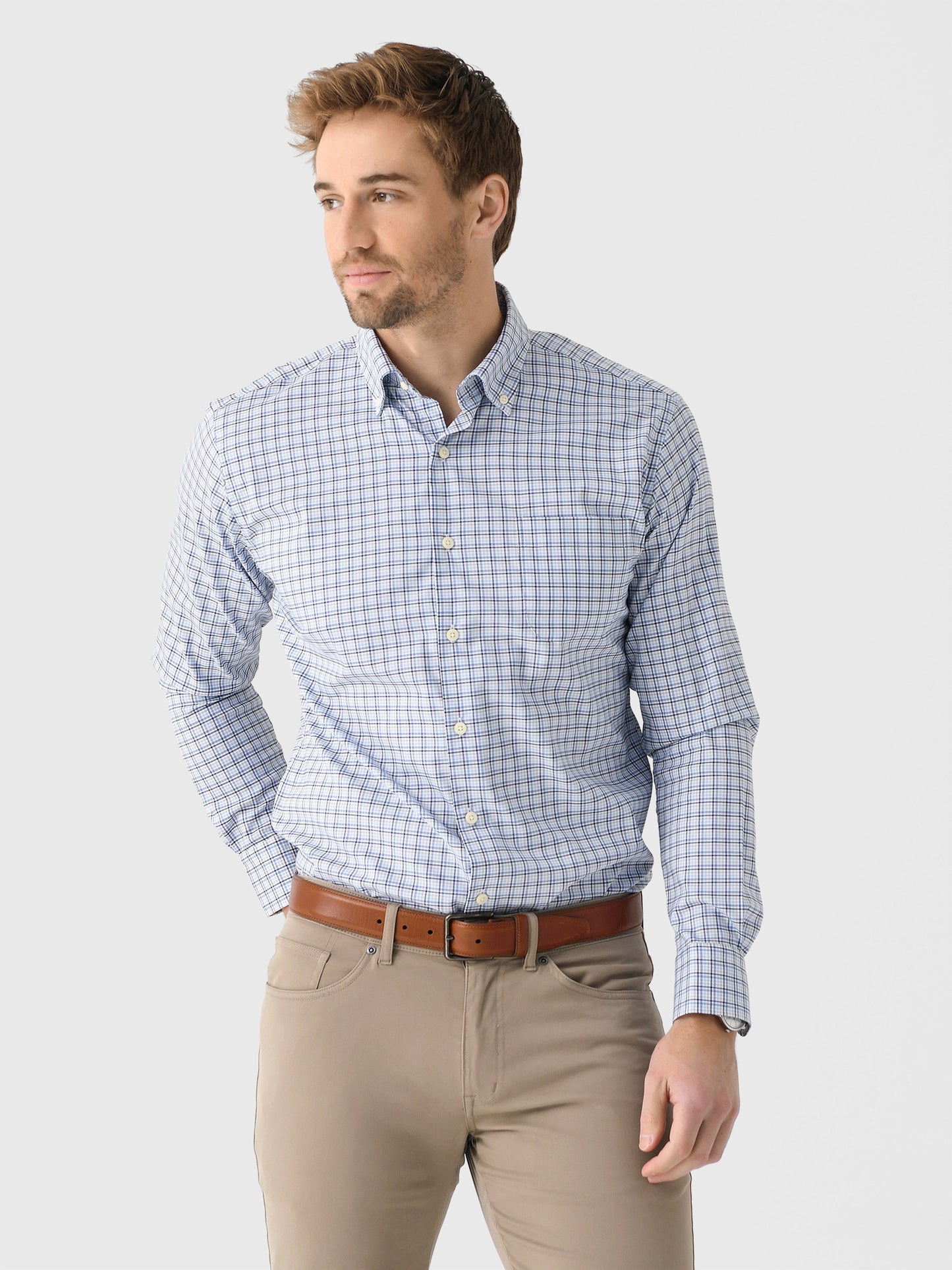 Peter Millar Crown Men's Albert Crown Lite Cotton-Stretch Sport Shirt - Saint Bernard