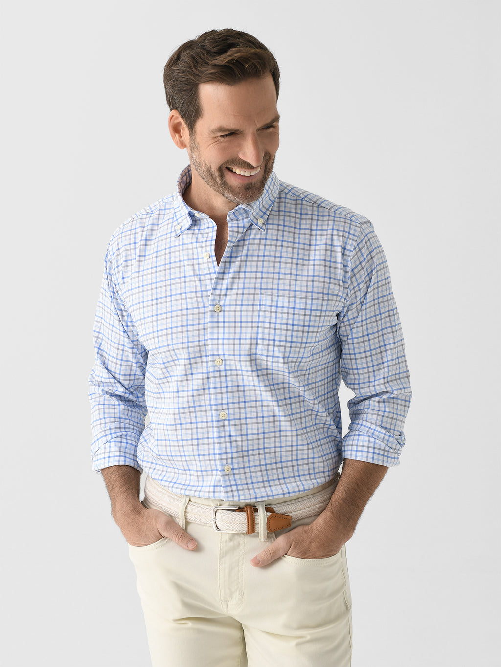 Peter Millar Crown Men's Calgary Crown Lite Cotton-Stretch Sport Shirt - Saint Bernard