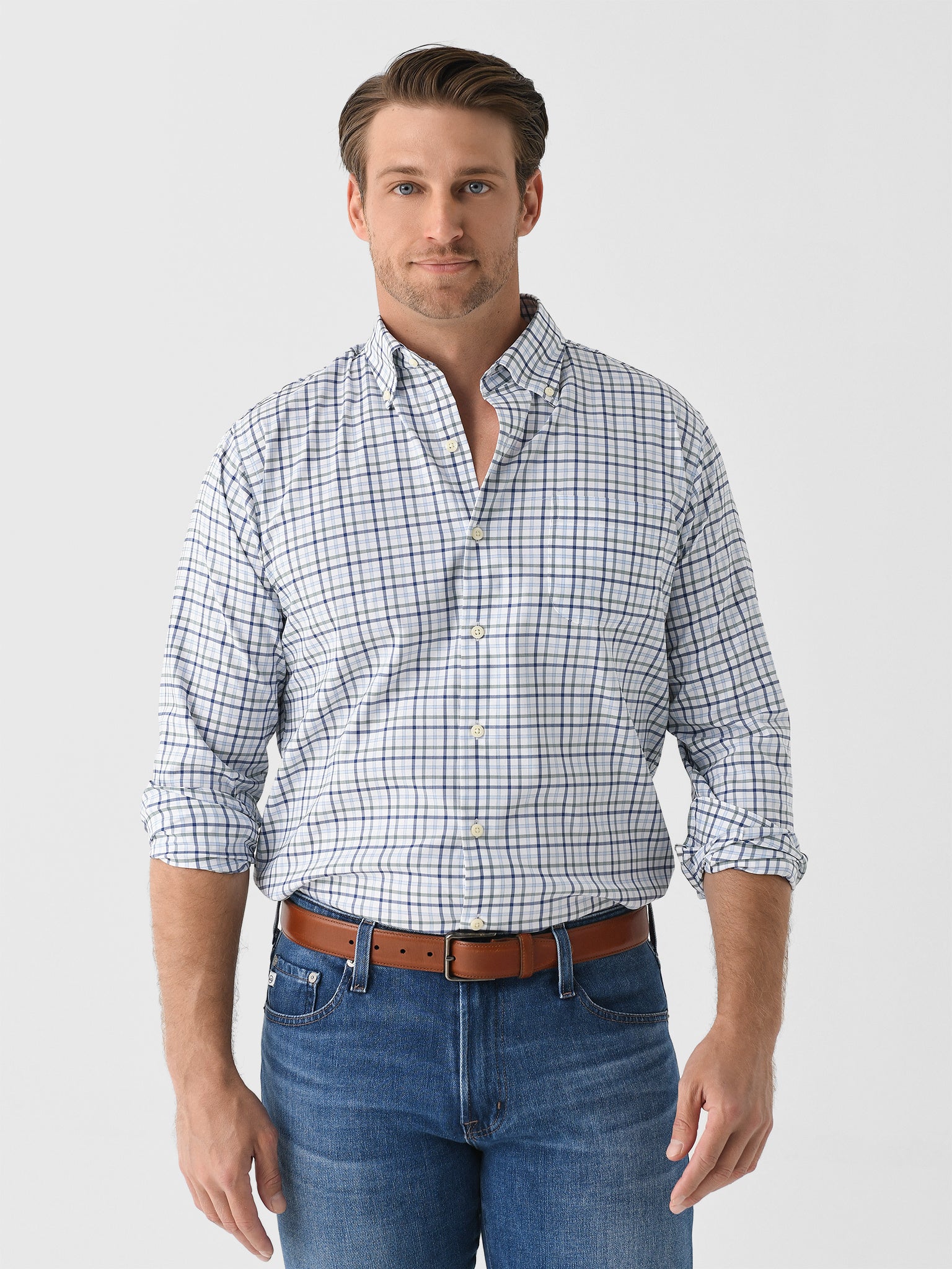Peter Millar Crown Men's Calgary Crown Lite Cotton-Stretch Sport Shirt - Saint Bernard