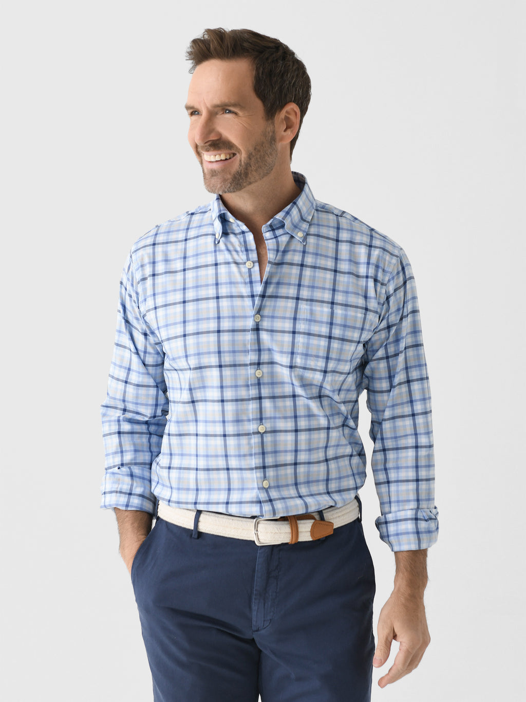 Peter Millar Crown Men's Chambly Crown Lite Cotton-Stretch Sport Shirt - Saint Bernard