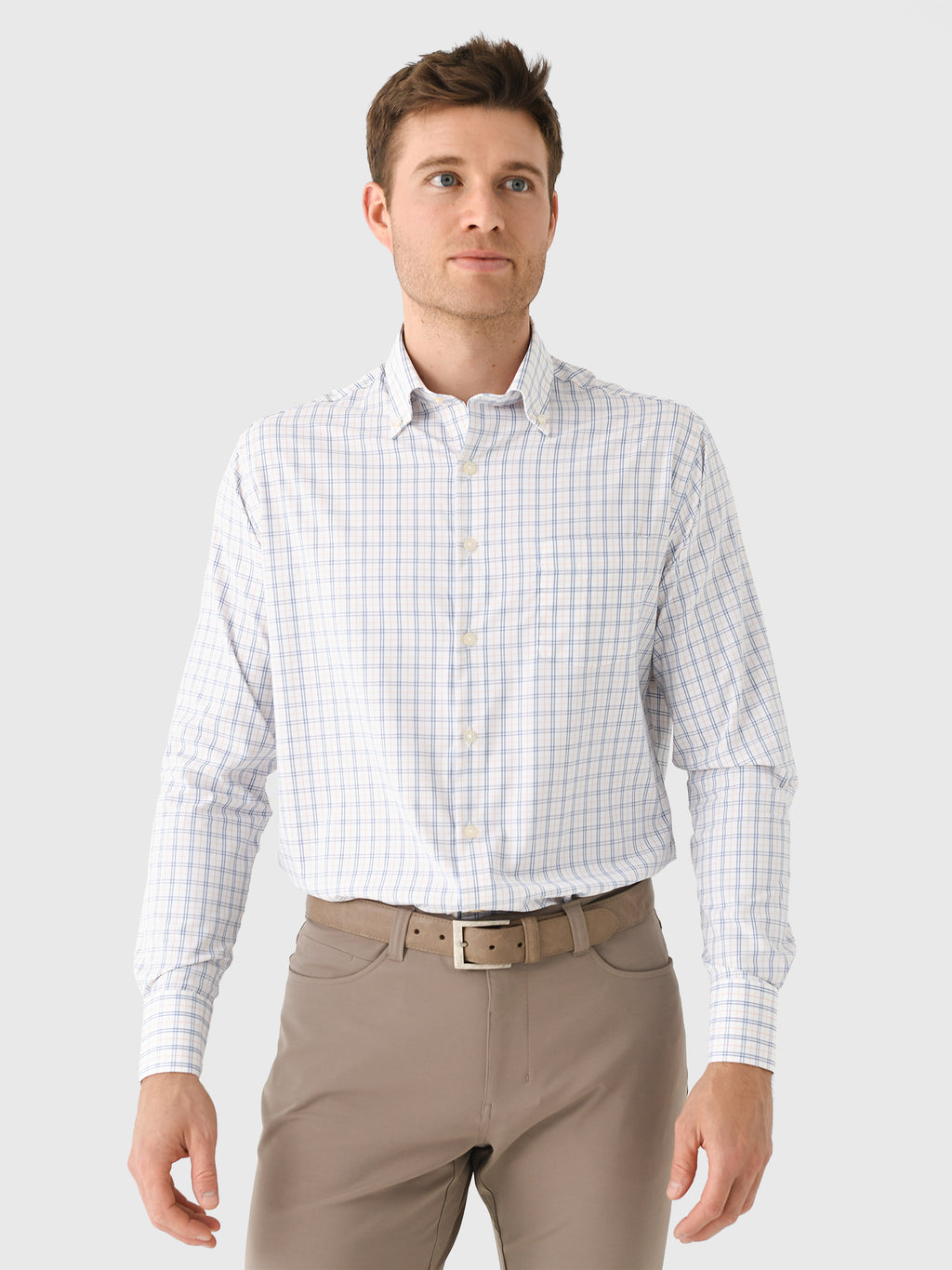Peter Millar Crown Men's Tyrrell Performance Twill Sport Shirt - Saint Bernard