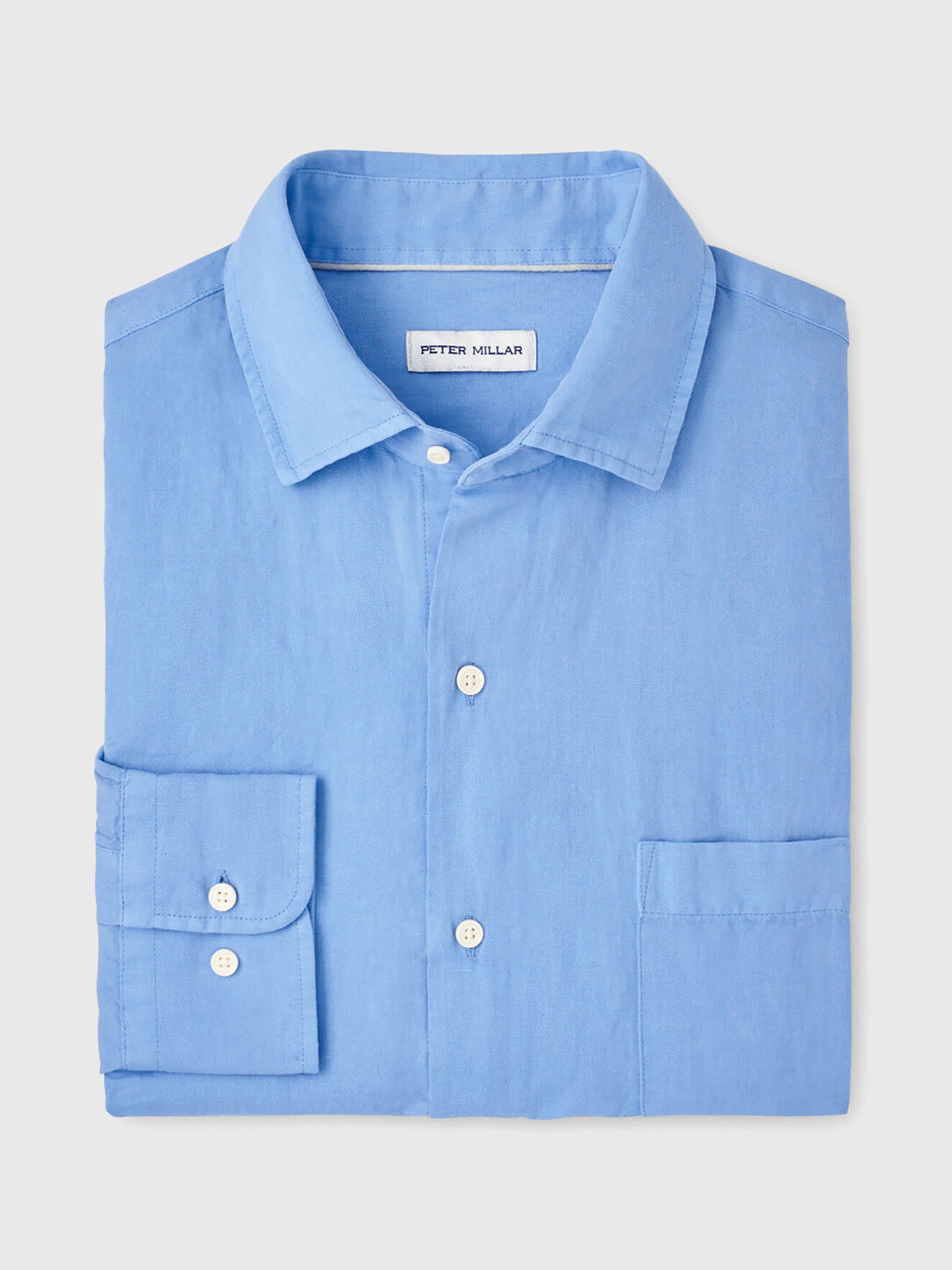 Peter Millar Crown Men's Canal Linen Cotton Shirt - Saint Bernard