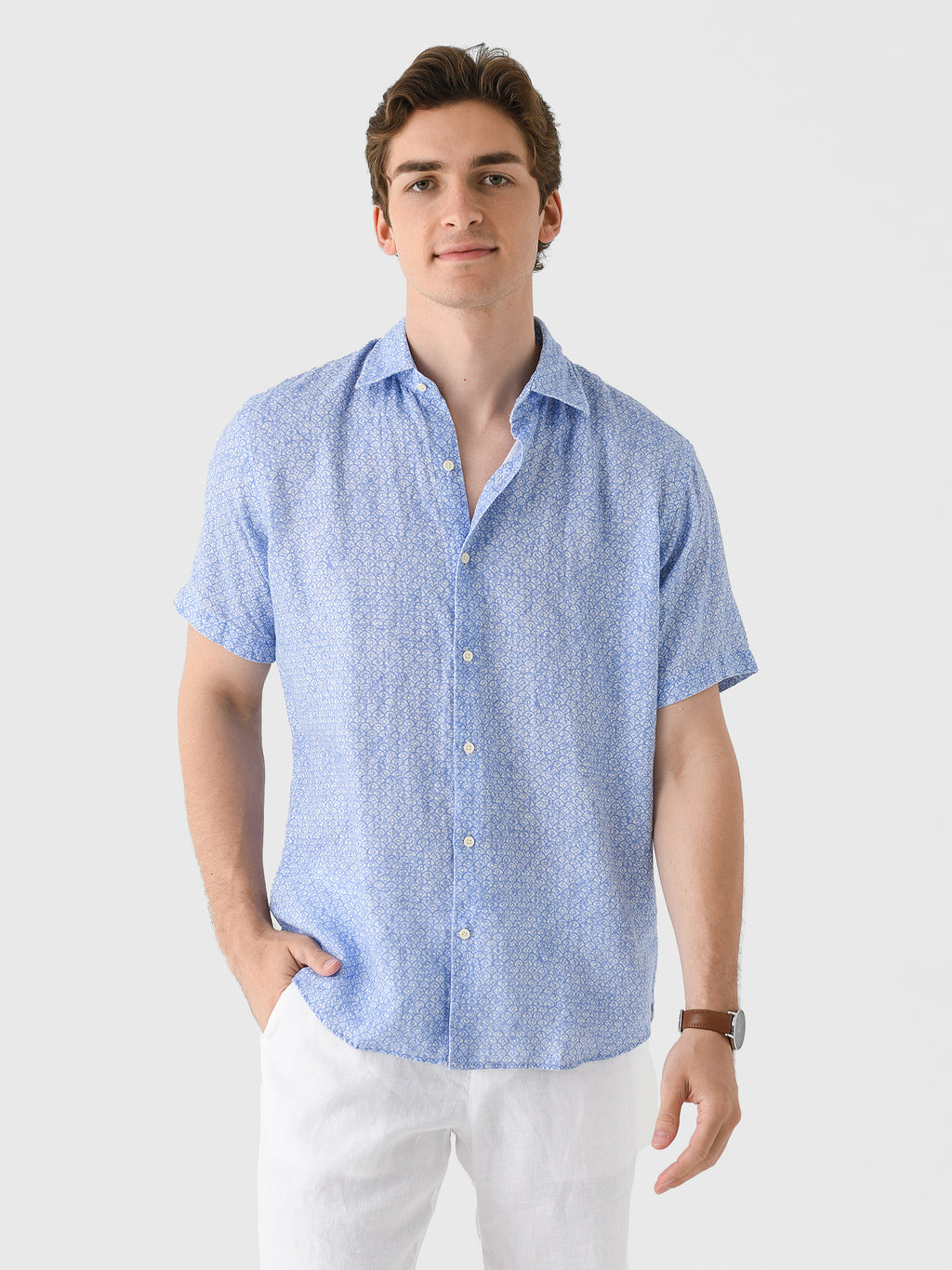 Peter Millar Crown Men's Champlain Linen Sport Shirt - Saint Bernard