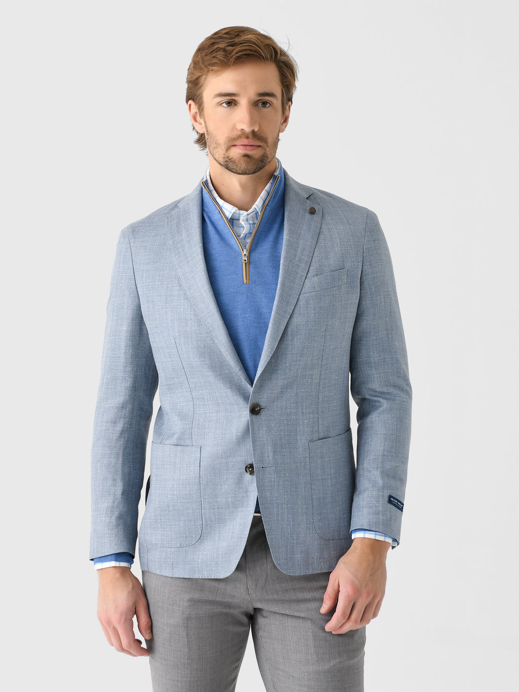 Peter Millar Crown Crafted Men's Gavin Herringbone Soft Jacket - Saint Bernard