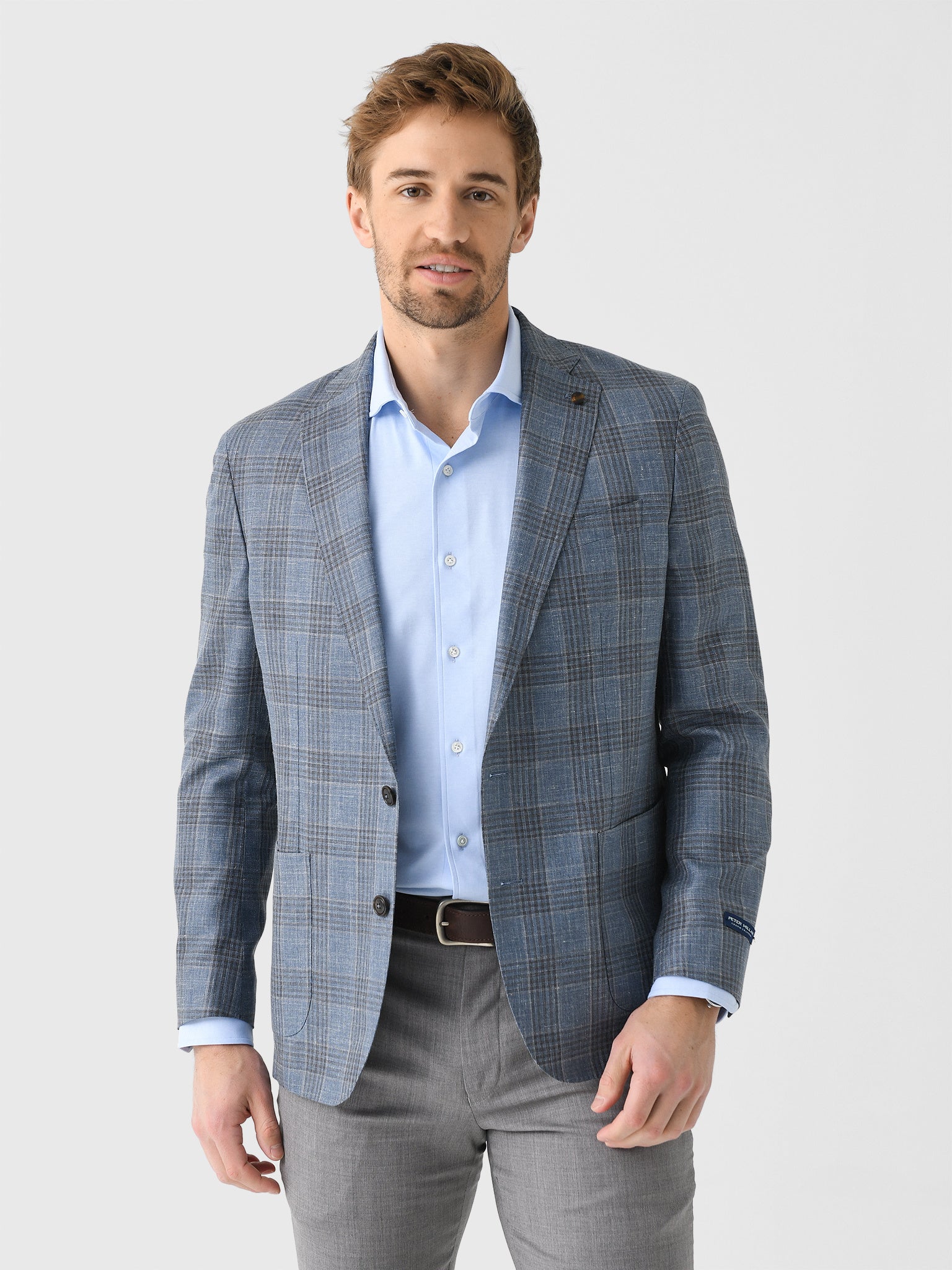 Peter Millar Crown Crafted Men's Ames Plaid Soft Jacket - Saint Bernard