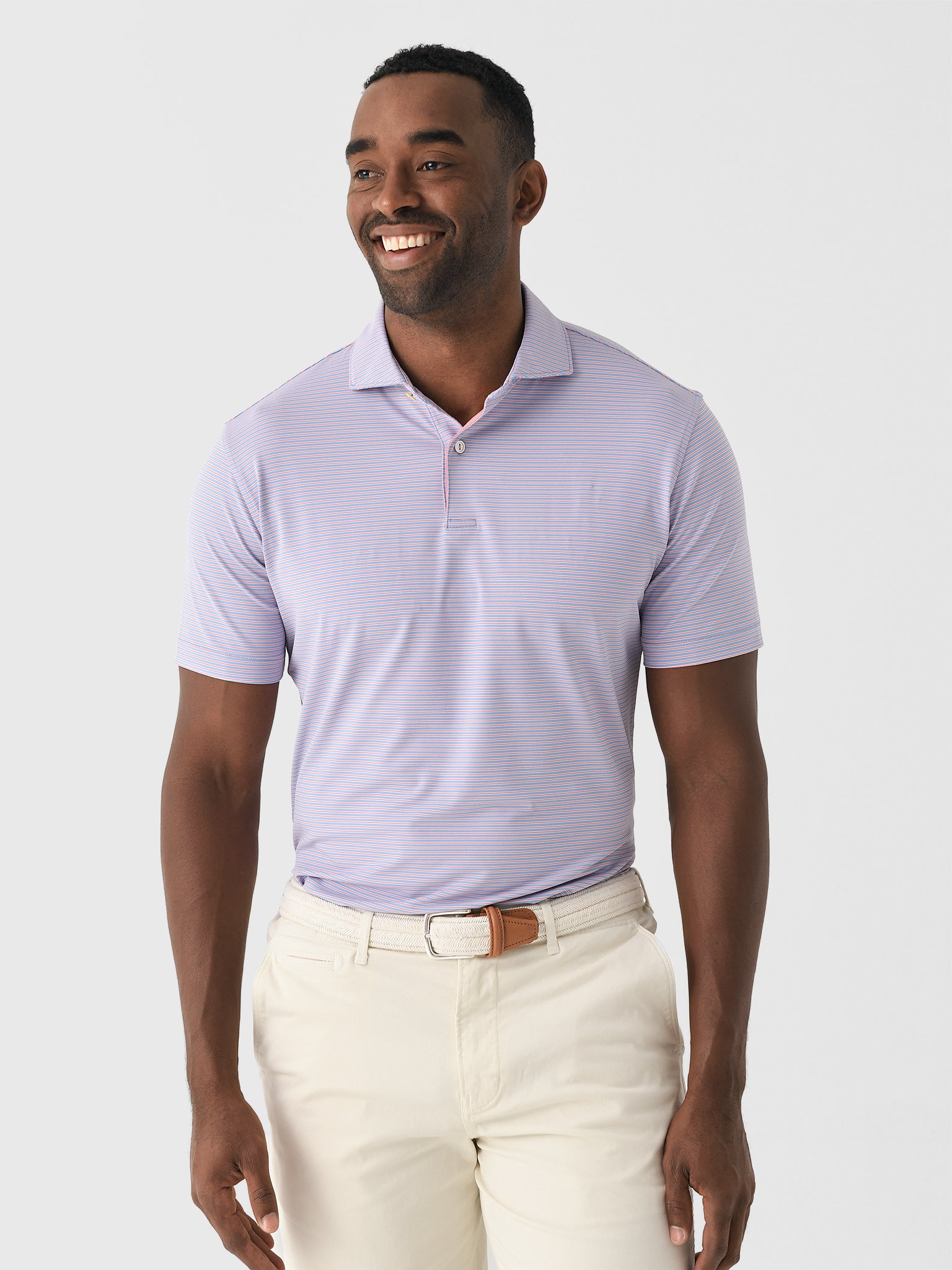 Peter Millar Crown Crafted Men's Ambrose Performance Jersey Polo - Saint Bernard