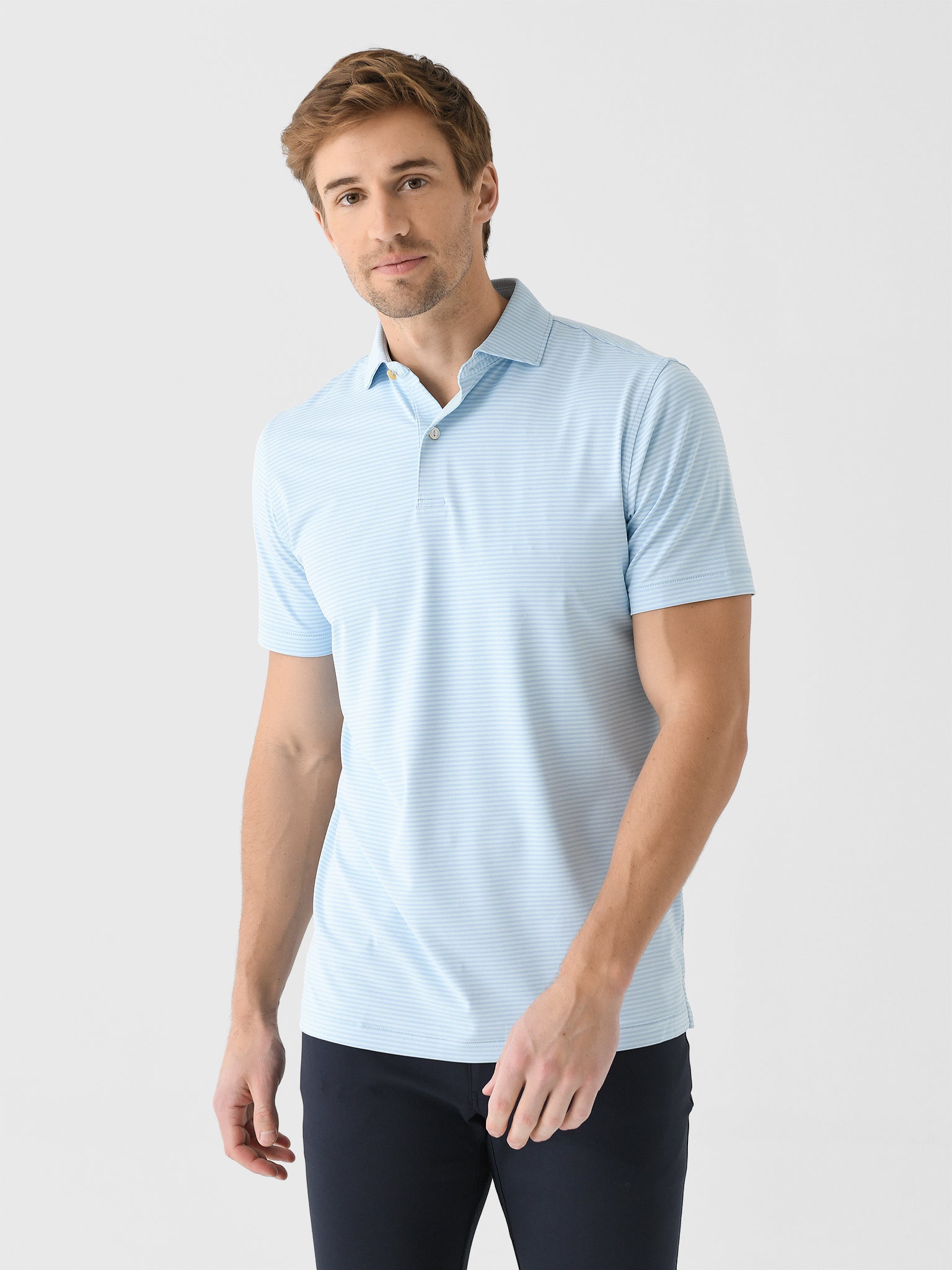 Peter Millar Crown Crafted Men's Ambrose Performance Jersey Polo - Saint Bernard