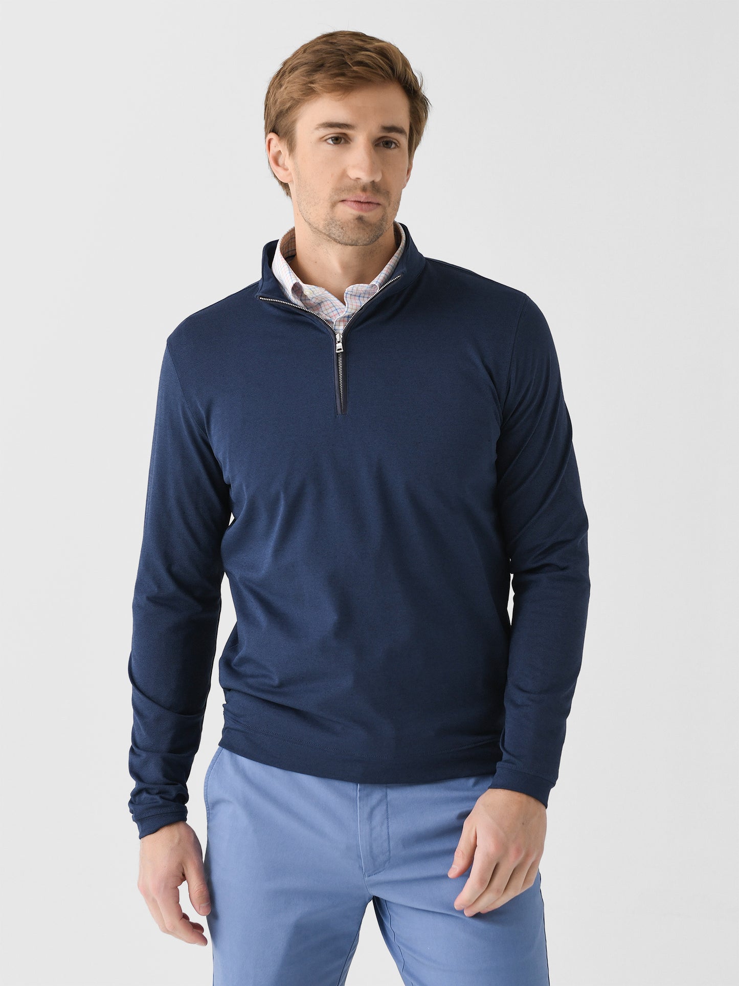 Peter Millar Crown Crafted Men's Albatross Cotton-Blend Piqué Quarter-Zip - Saint Bernard