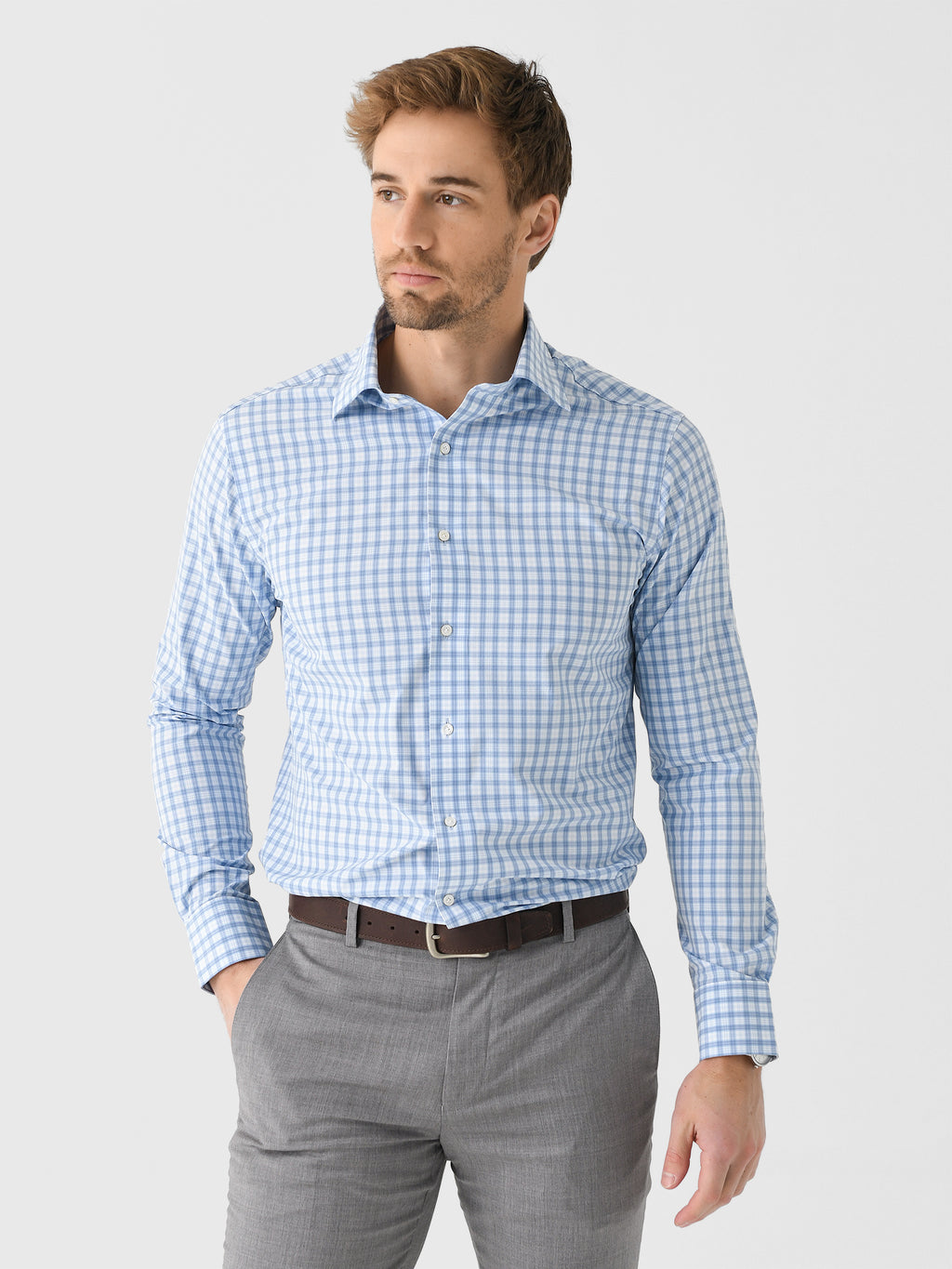 Peter Millar Crown Crafted Men's Coltrane Performance Poplin Sport Shirt - Saint Bernard