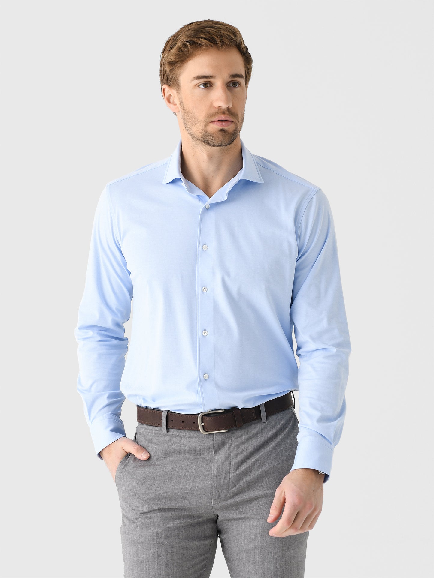 Peter Millar Crown Crafted Men's Excursionist Flex Solid Sport Shirt - Saint Bernard