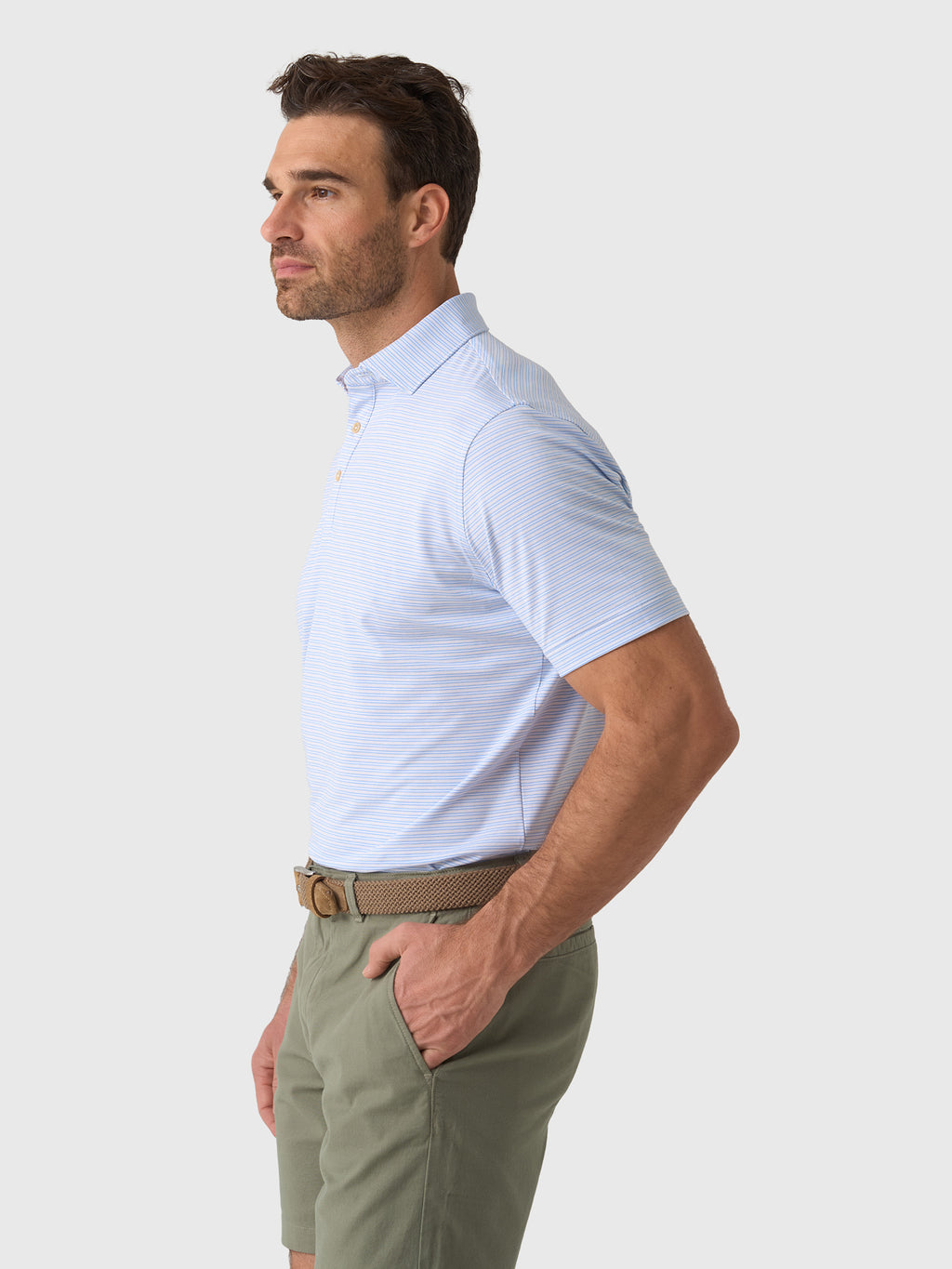 Peter Millar Crown Sport Men's Harrington Performance Jersey Polo - Saint Bernard