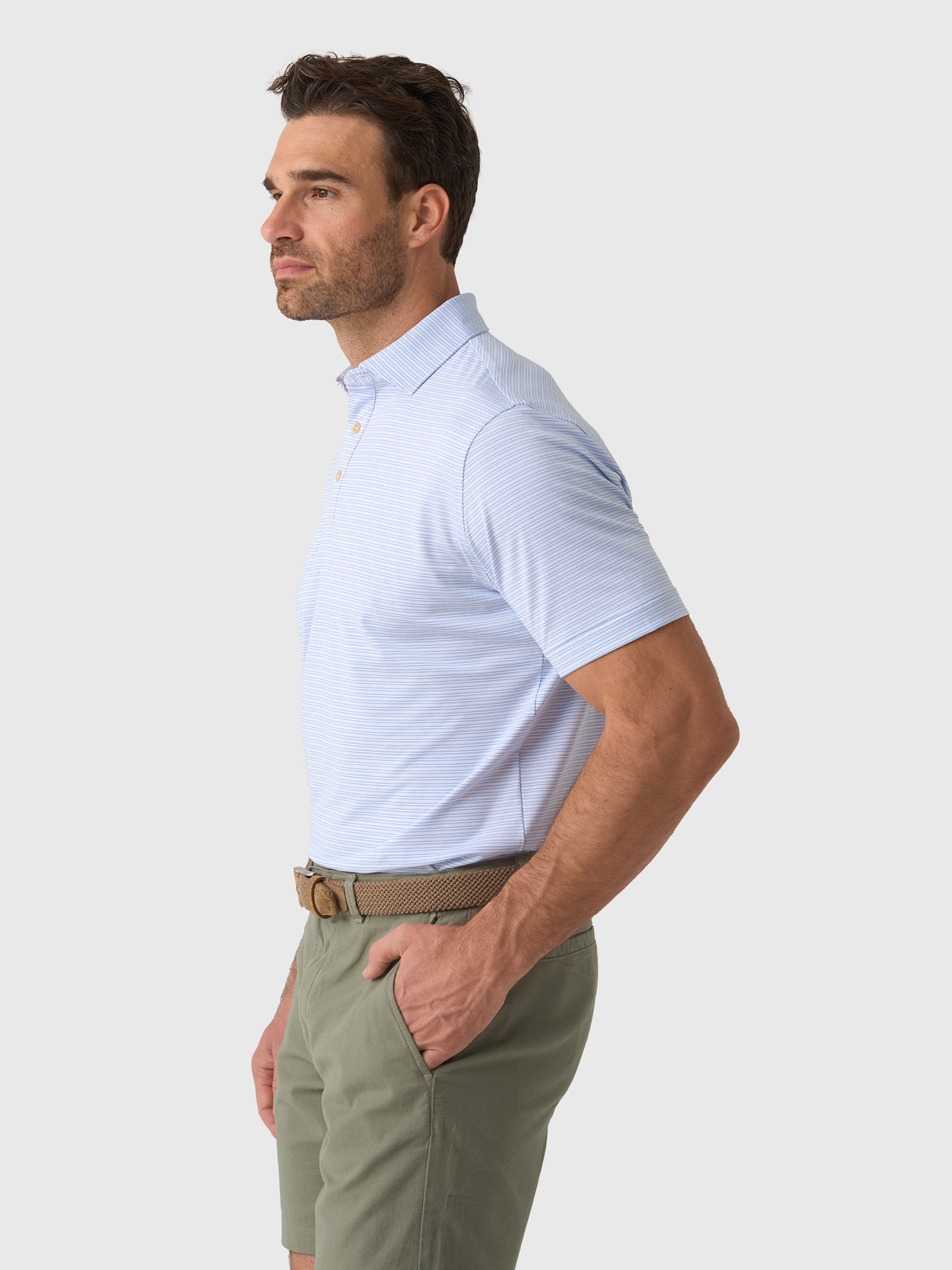 Peter Millar Crown Sport Men's Harrington Performance Jersey Polo - Saint Bernard