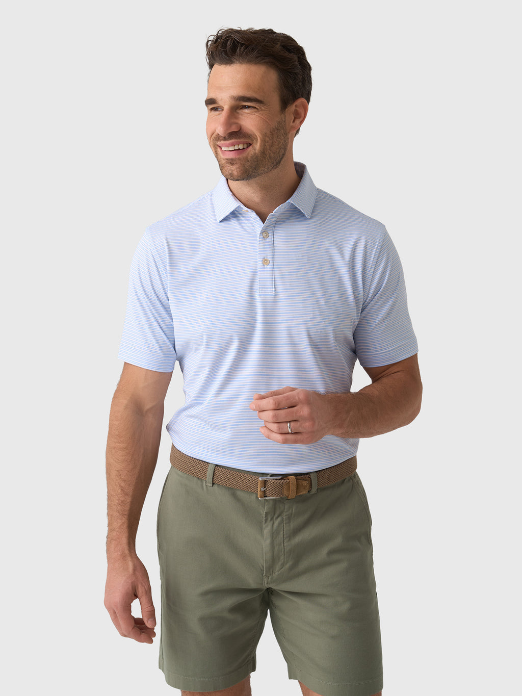 Peter Millar Crown Sport Men's Harrington Performance Jersey Polo - Saint Bernard