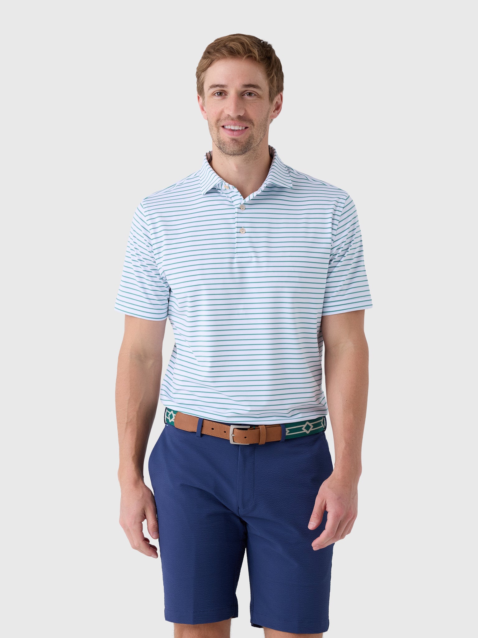 Peter Millar Crown Sport Men's Dunnes Performance Jersey Polo - Saint Bernard