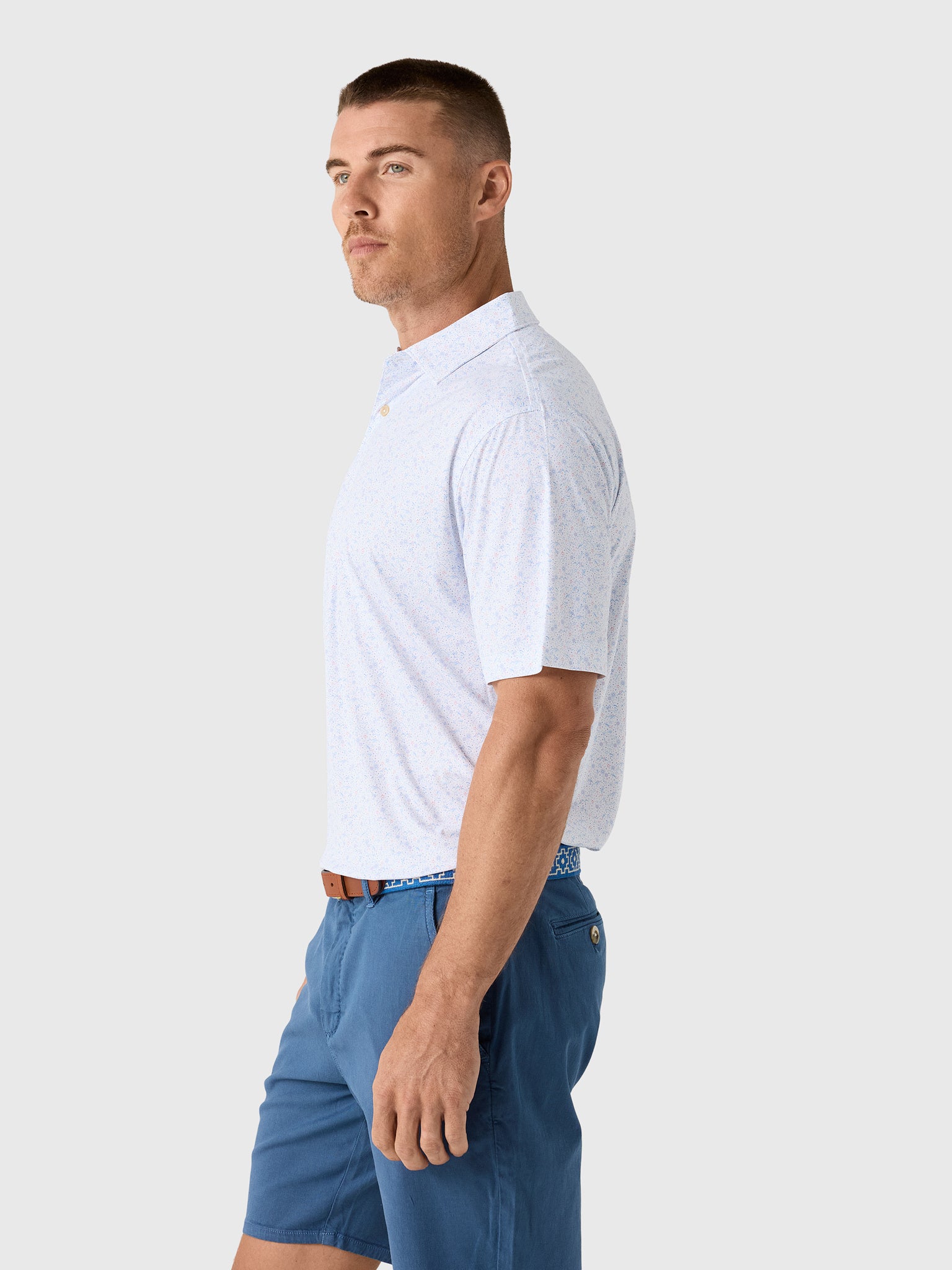 Peter Millar Crown Sport Men's Featherweight Land Of The Free Performance Polo - Saint Bernard