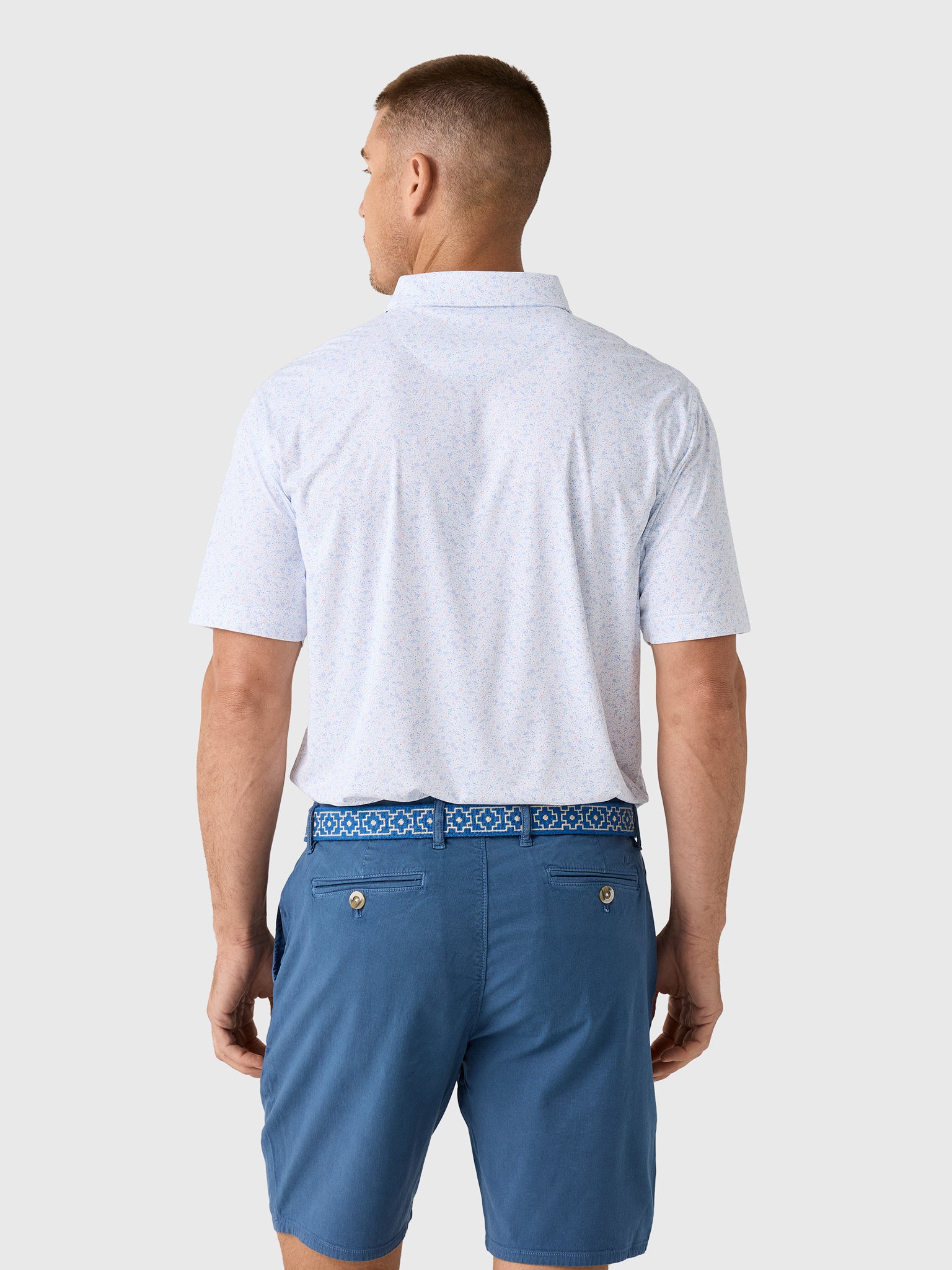 Peter Millar Crown Sport Men's Featherweight Land Of The Free Performance Polo - Saint Bernard